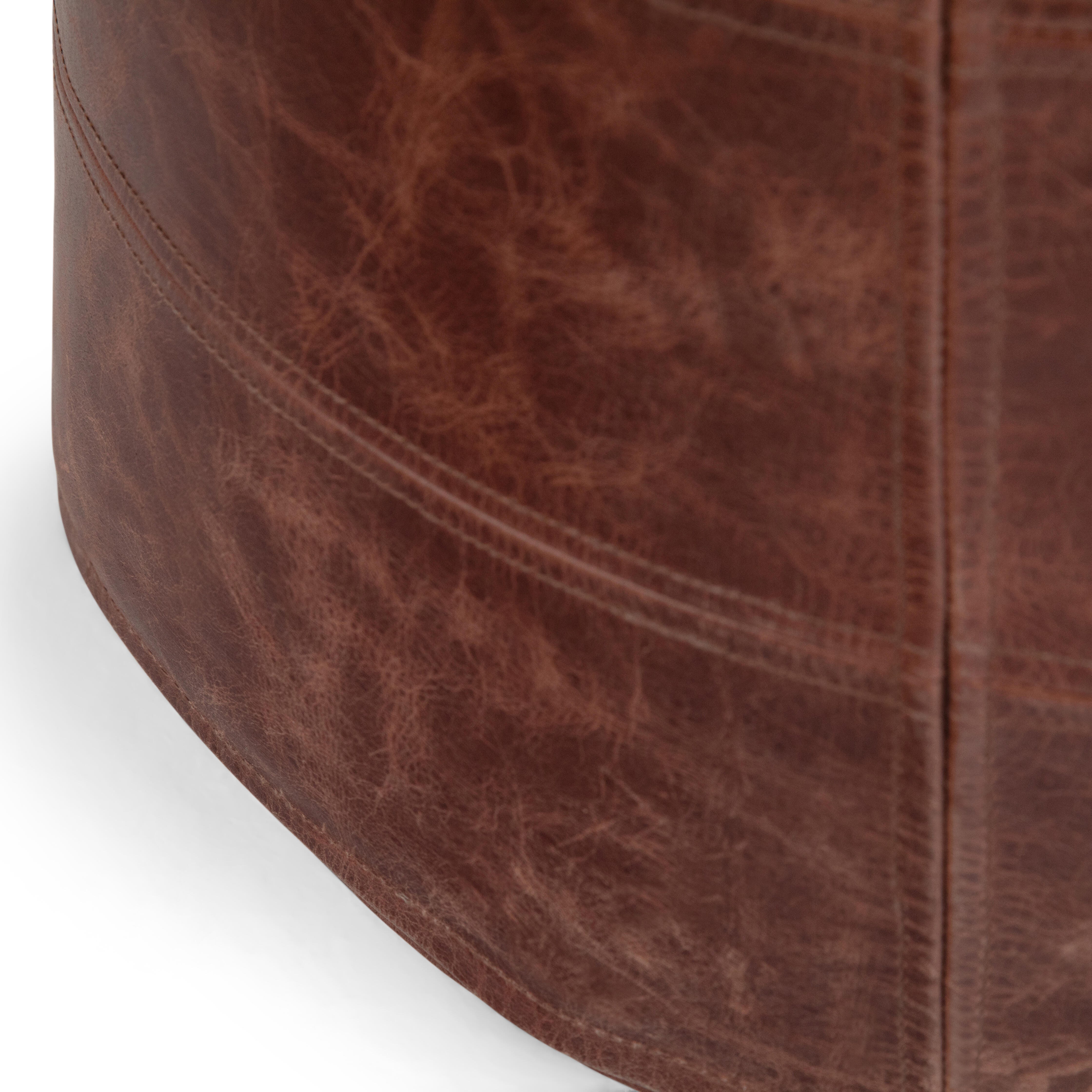 Simpli Home Connor Pouf, Distressed Brown, large