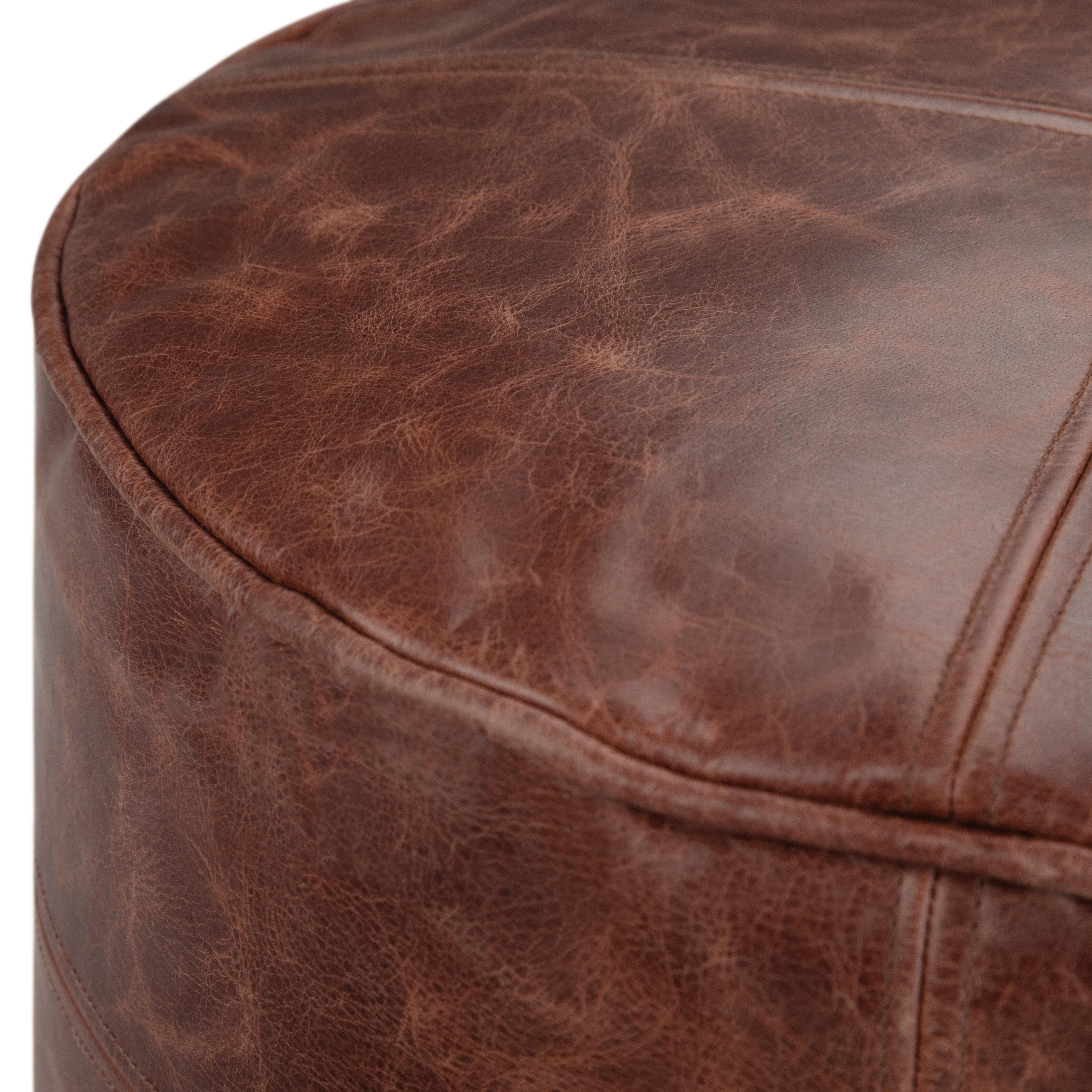 Simpli Home Connor Pouf, Distressed Brown, large