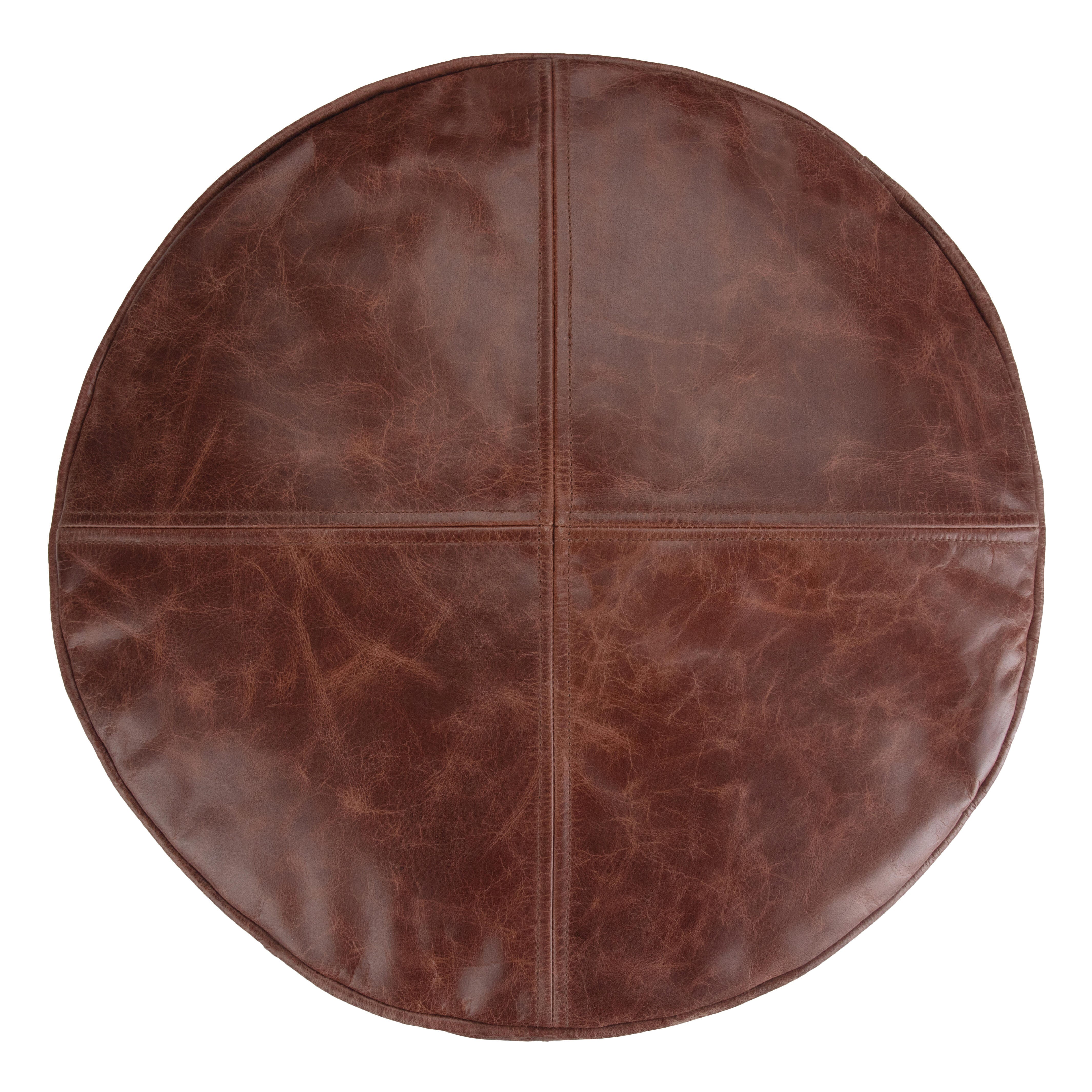 Simpli Home Connor Pouf, Distressed Brown, large