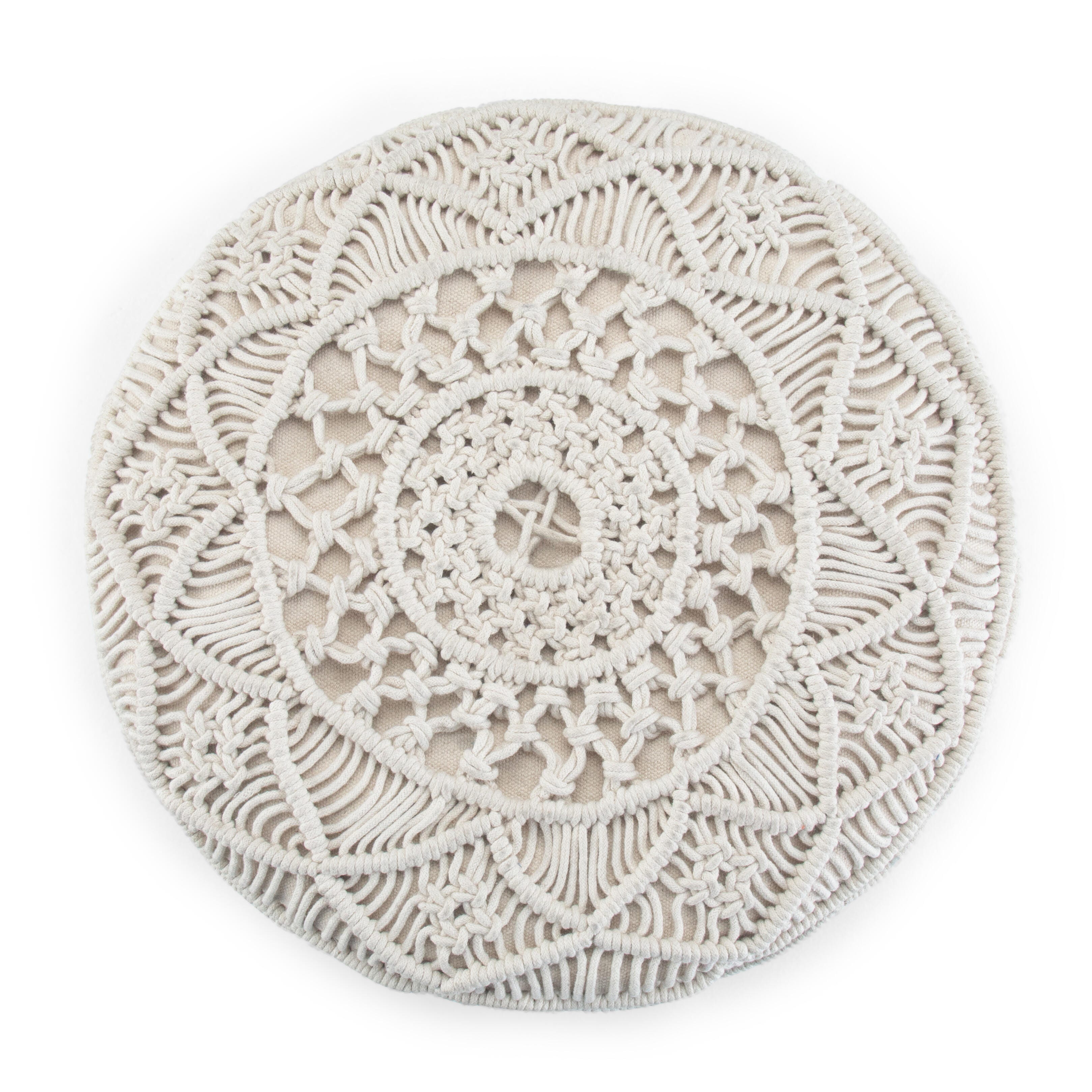 Simpli Home Coates Macrame Pouf, , large