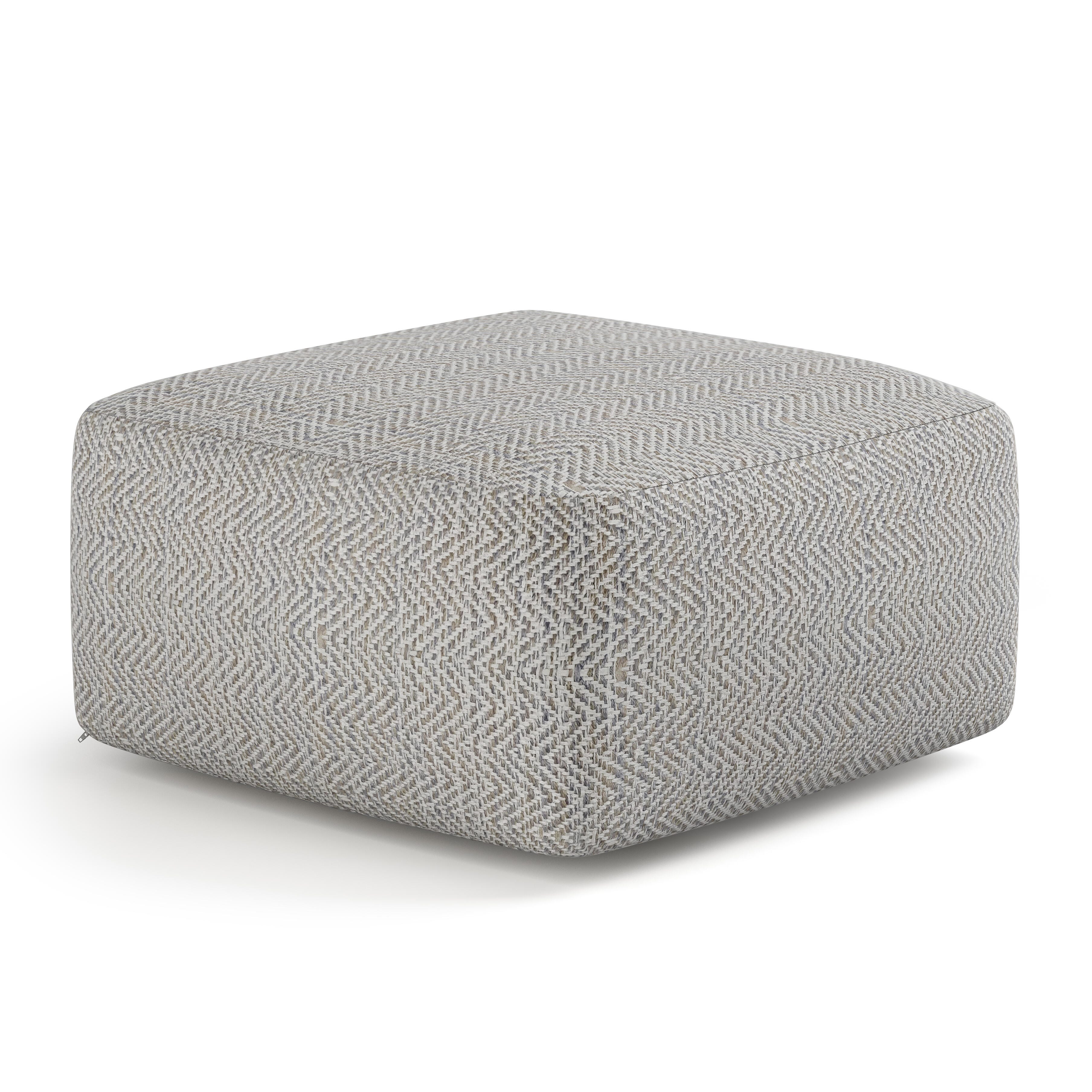 Simpli Home Nate Pouf, Gray, large