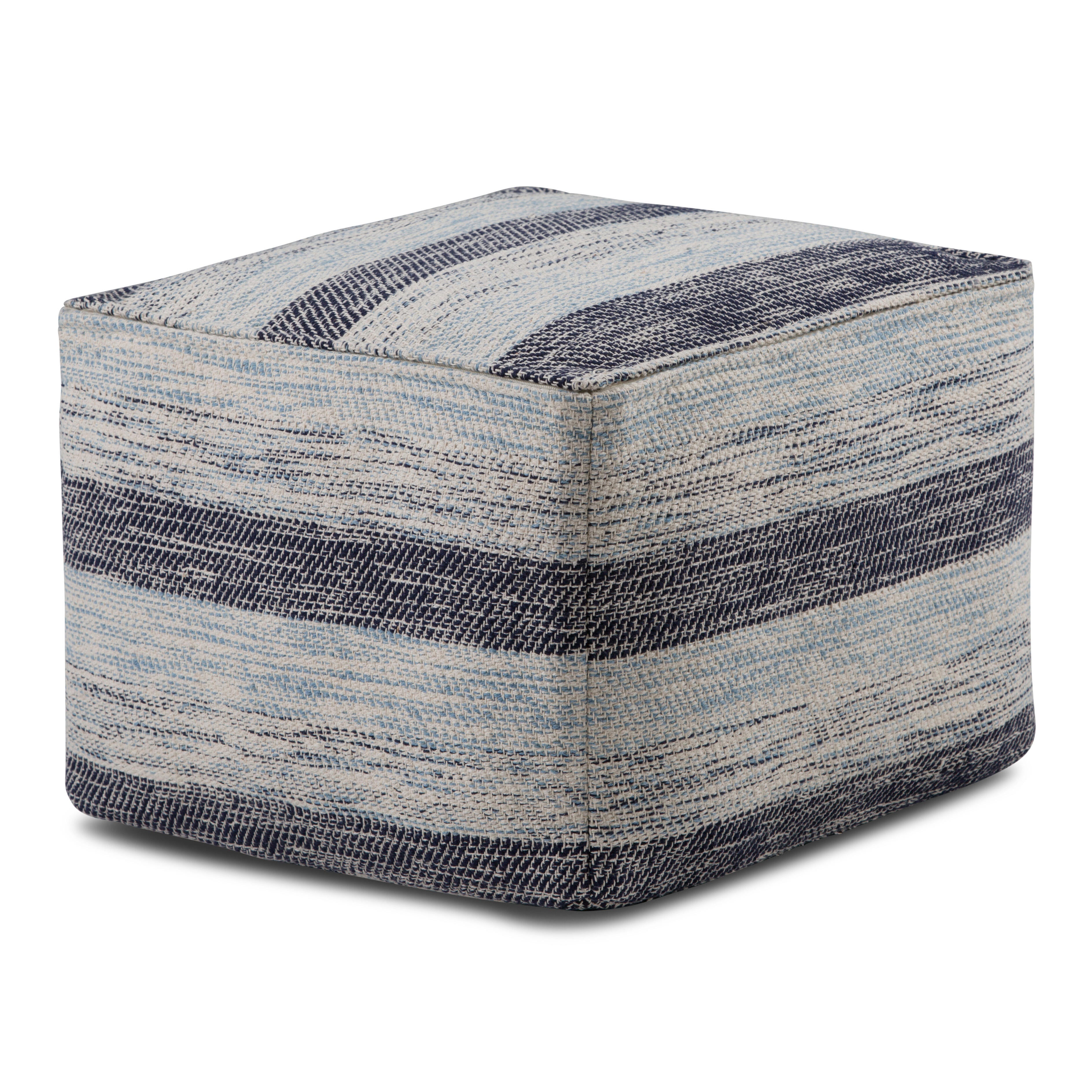 Simpli Home Clay Pouf, Blue, large