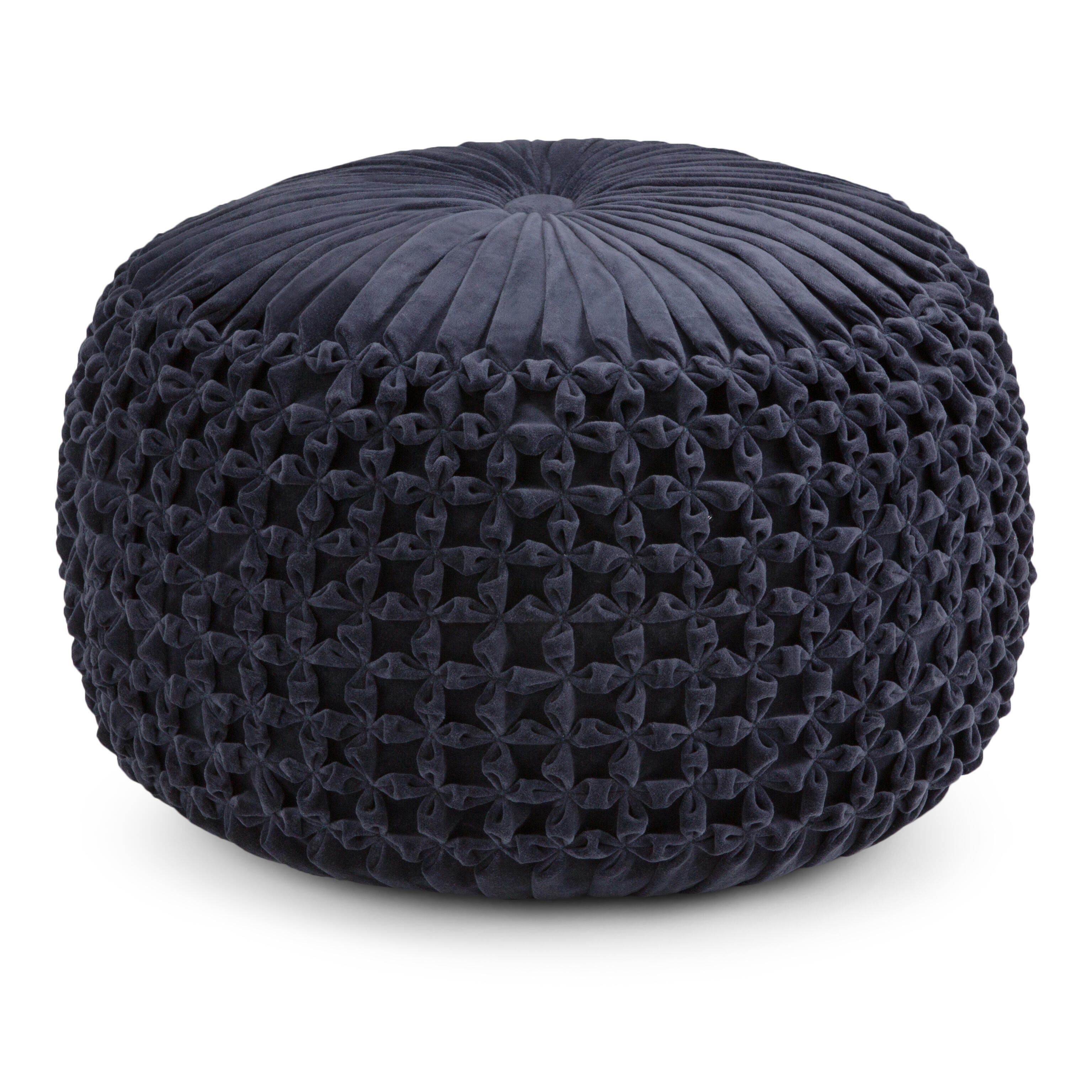 Simpli Home Renee Pouf, Navy, large