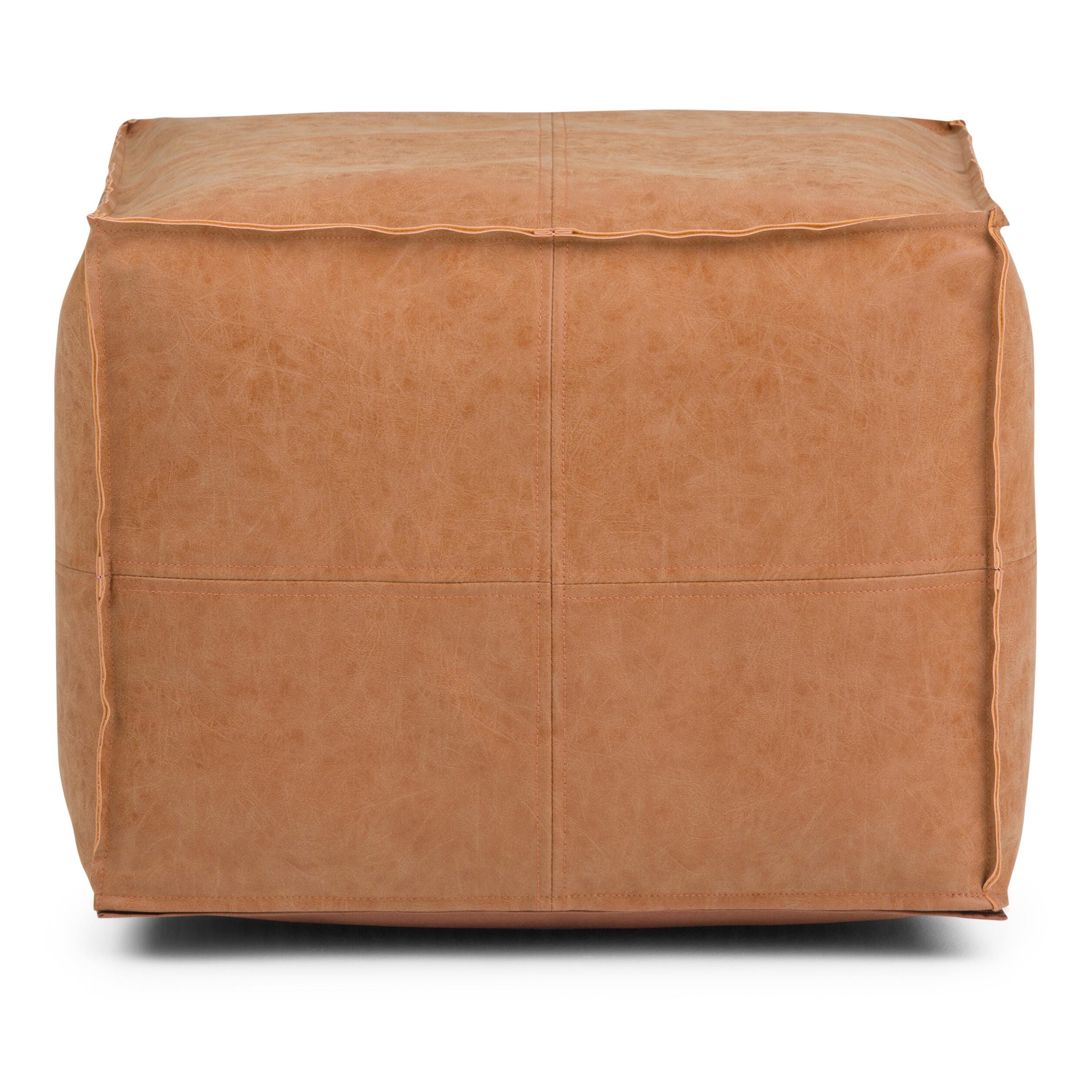 Simpli Home Brody Pouf, Distressed Brown, large