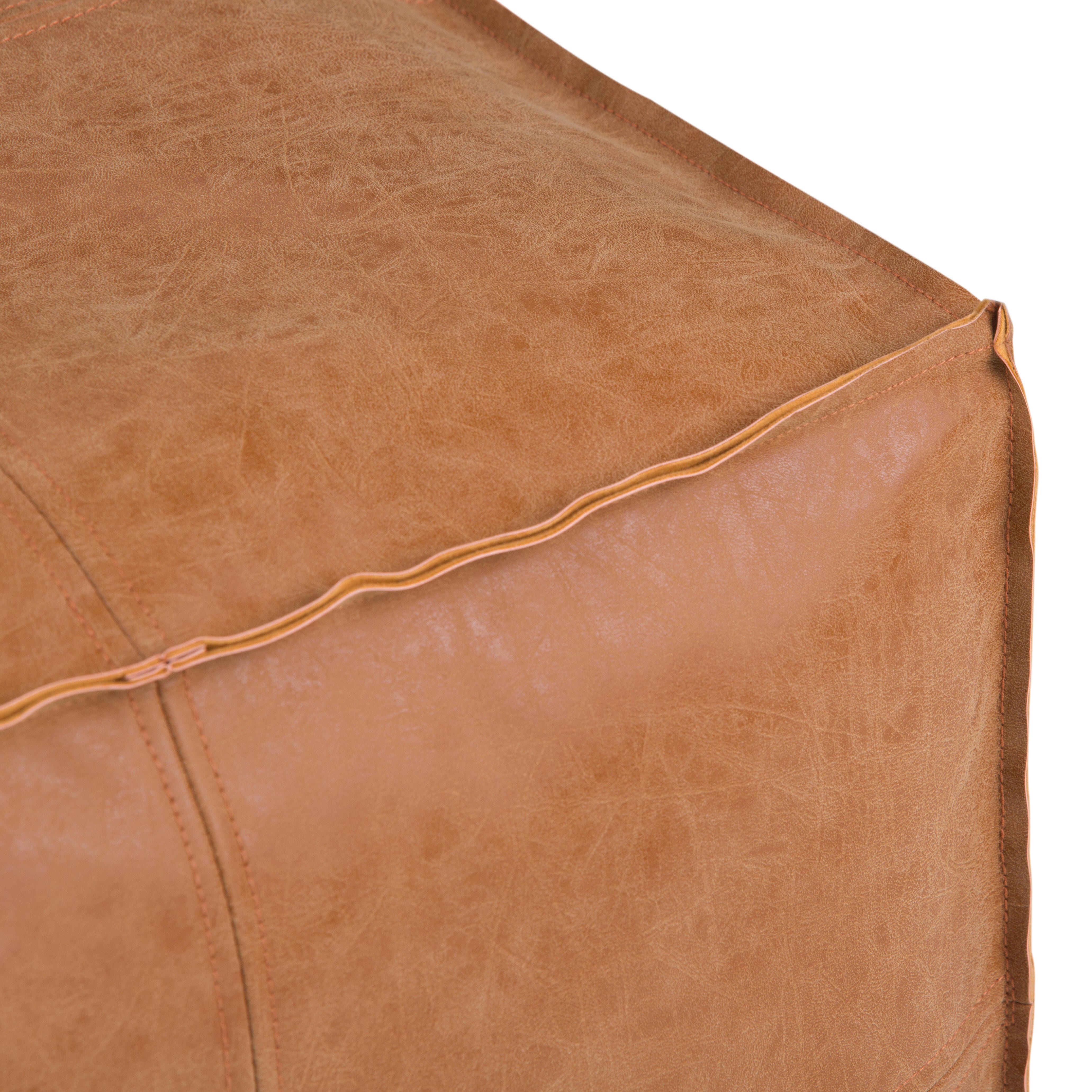 Simpli Home Brody Pouf, Distressed Brown, large