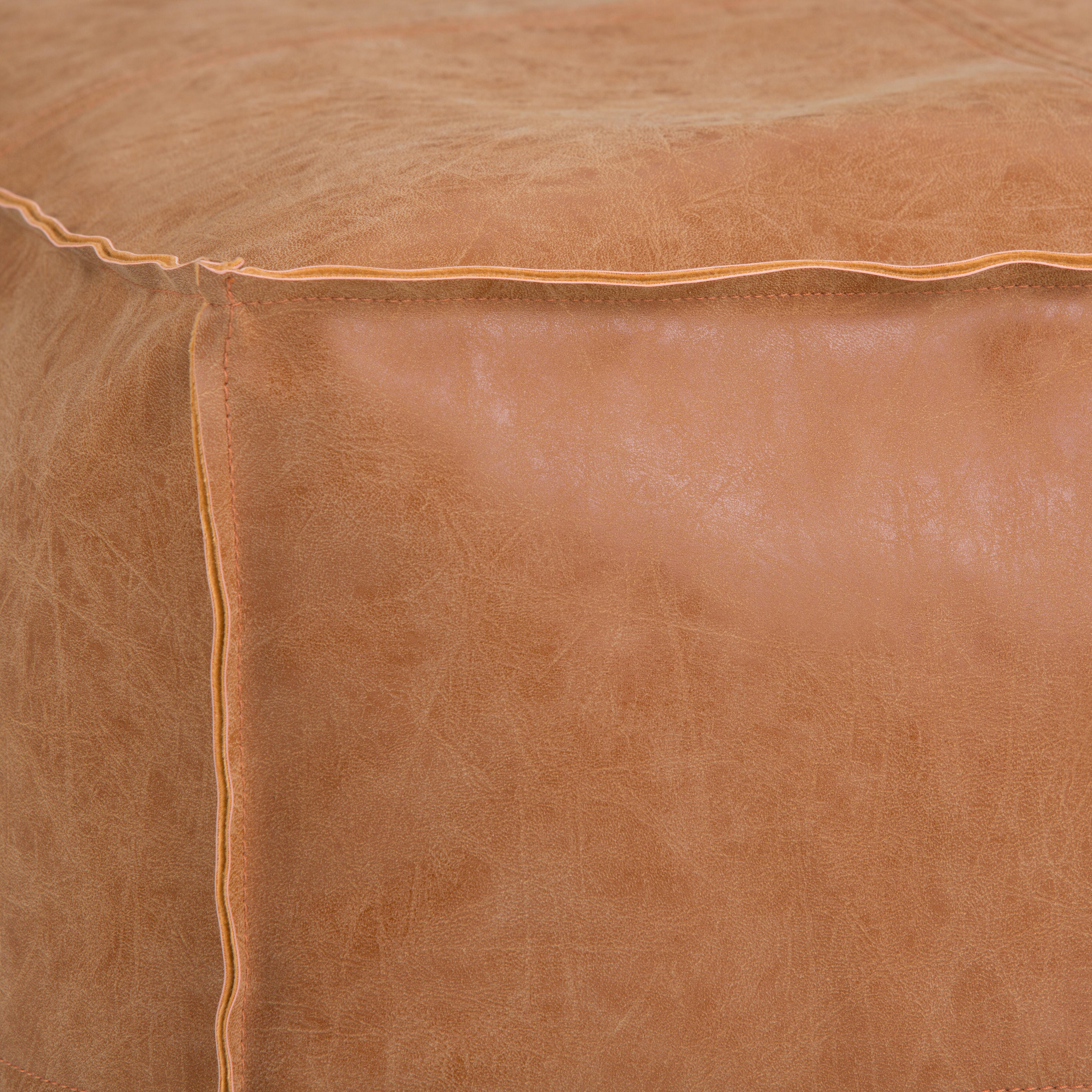 Simpli Home Brody Pouf, Distressed Brown, large