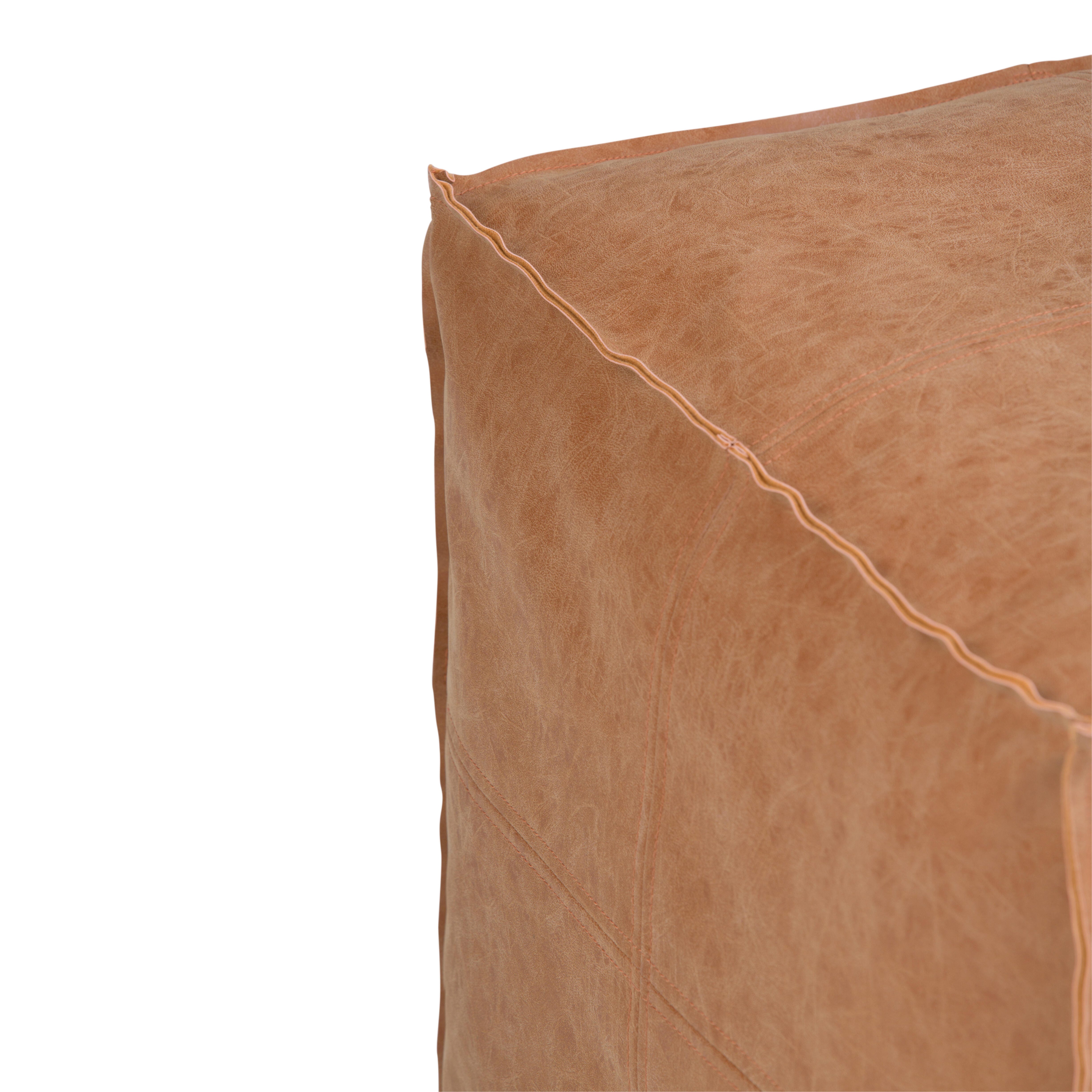 Simpli Home Brody Pouf, Distressed Brown, large