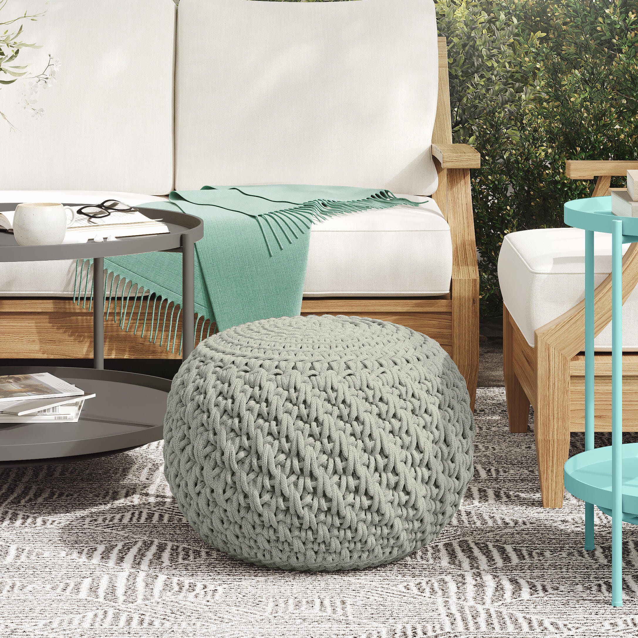 Simpli Home Nisi Indoor Pouf, , rollover