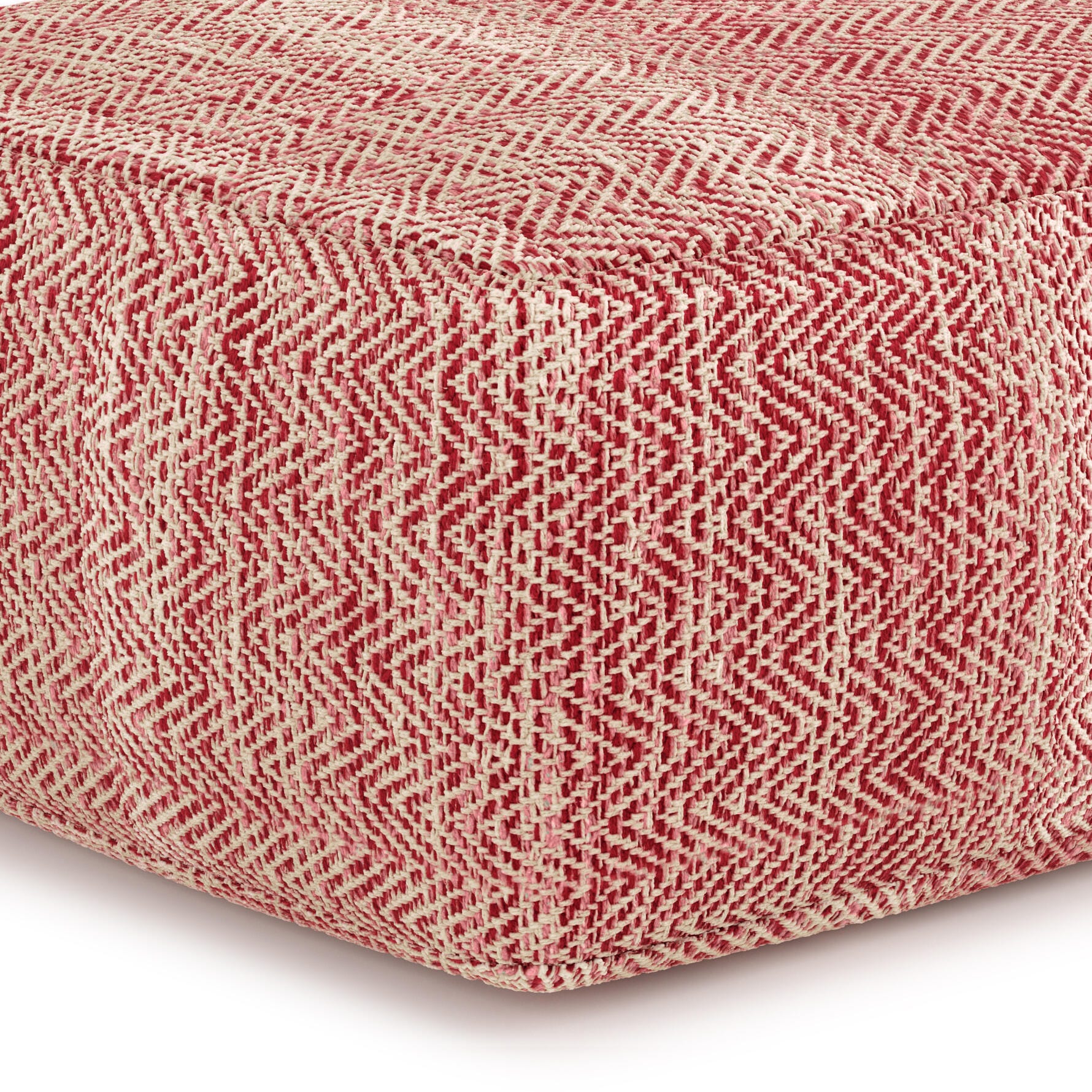 Simpli Home Nate Pouf, Maroon, large