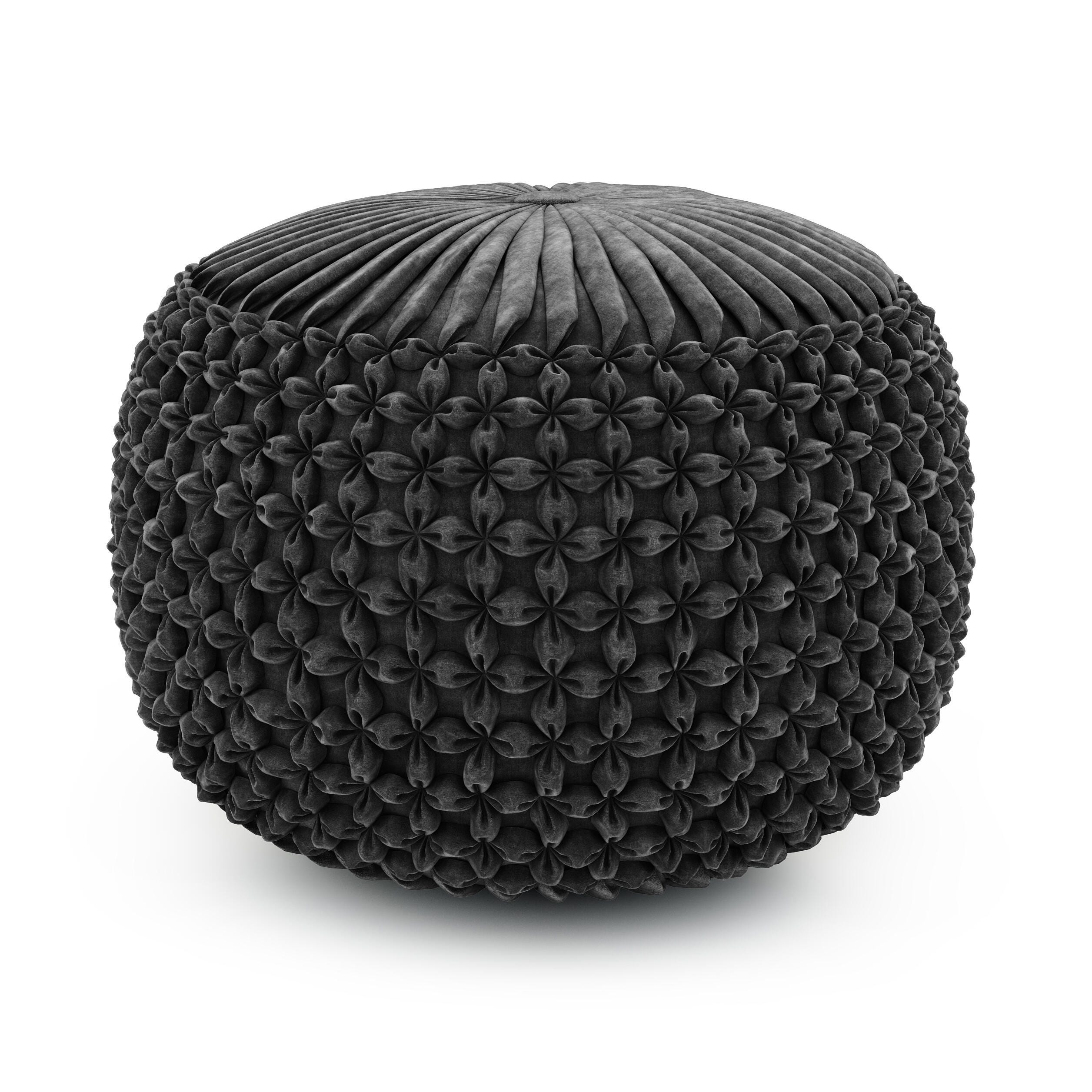 Simpli Home Renee Pouf, Slate Gray, large