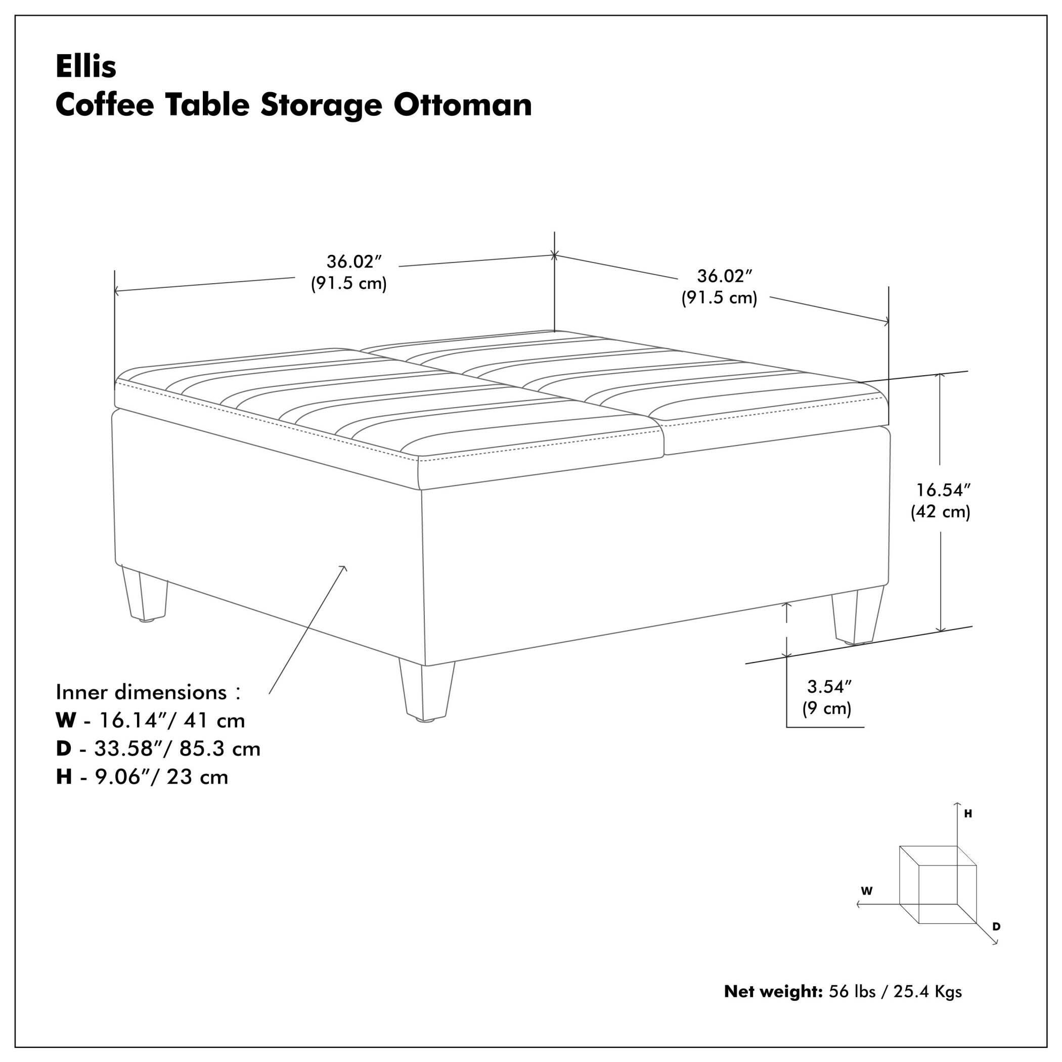 Simpli Home Ellis Square Storage Ottoman in Distressed Faux Leather, Distressed Saddle Brown, large