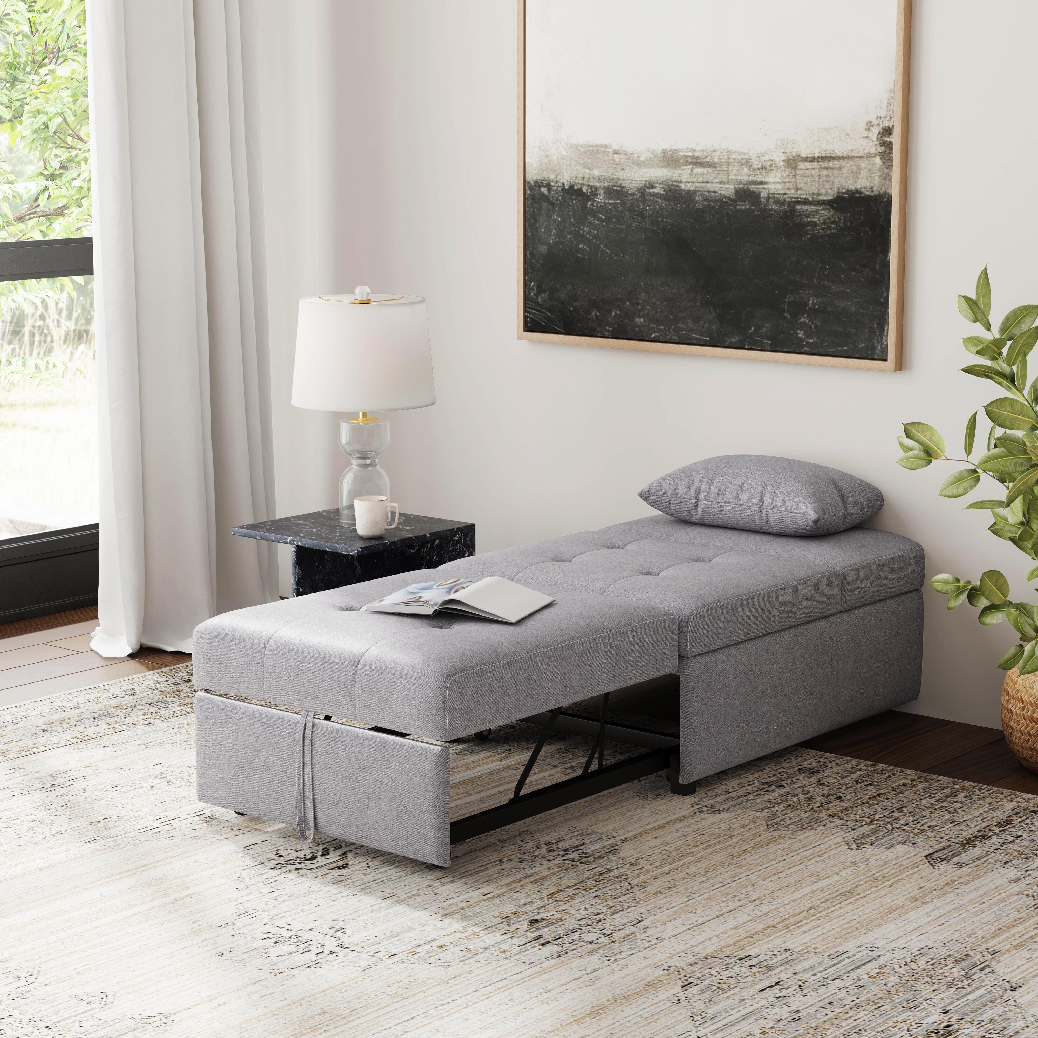Linon Grayson Sofa Bed, Light Gray, large