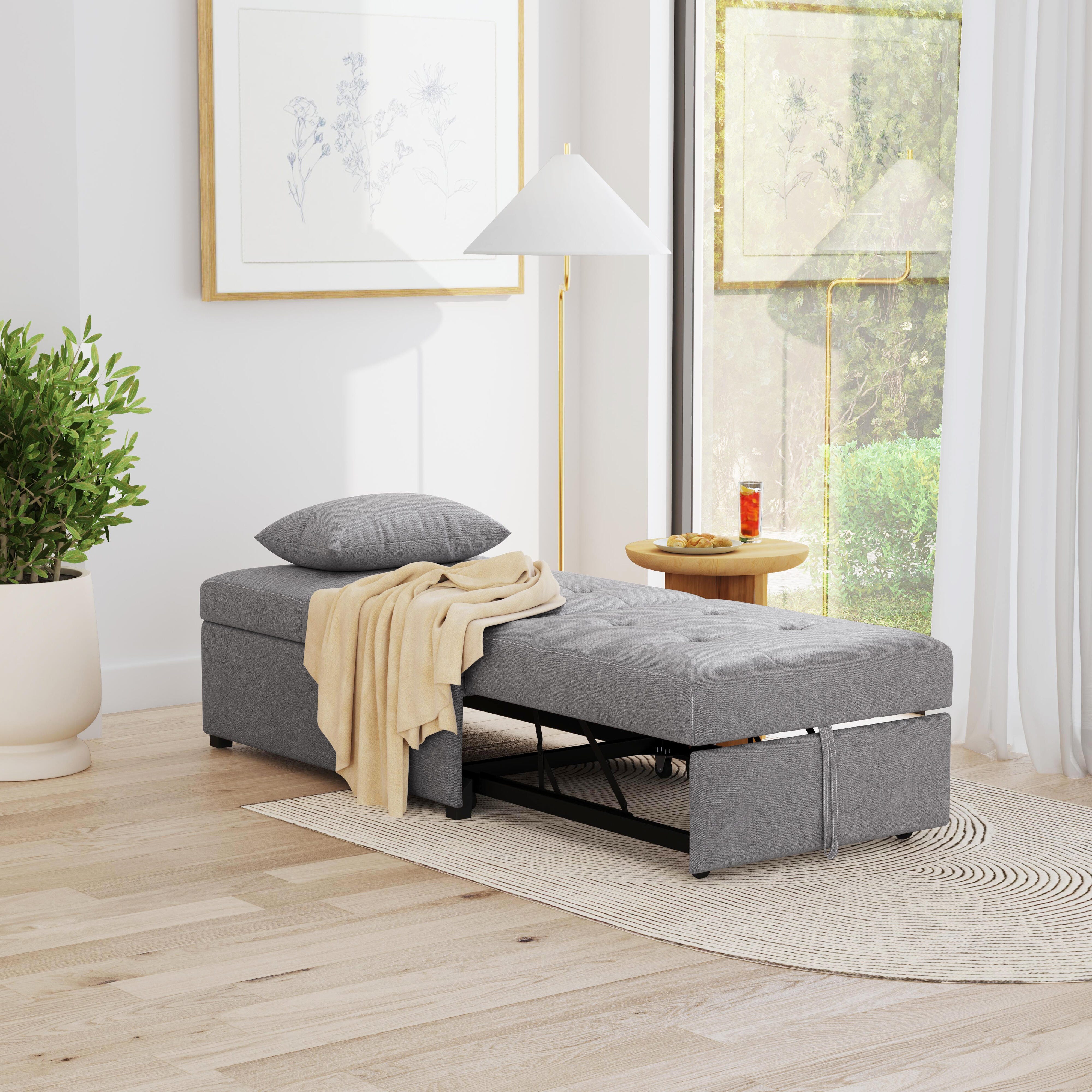 Linon Grayson Sofa Bed, Light Gray, large