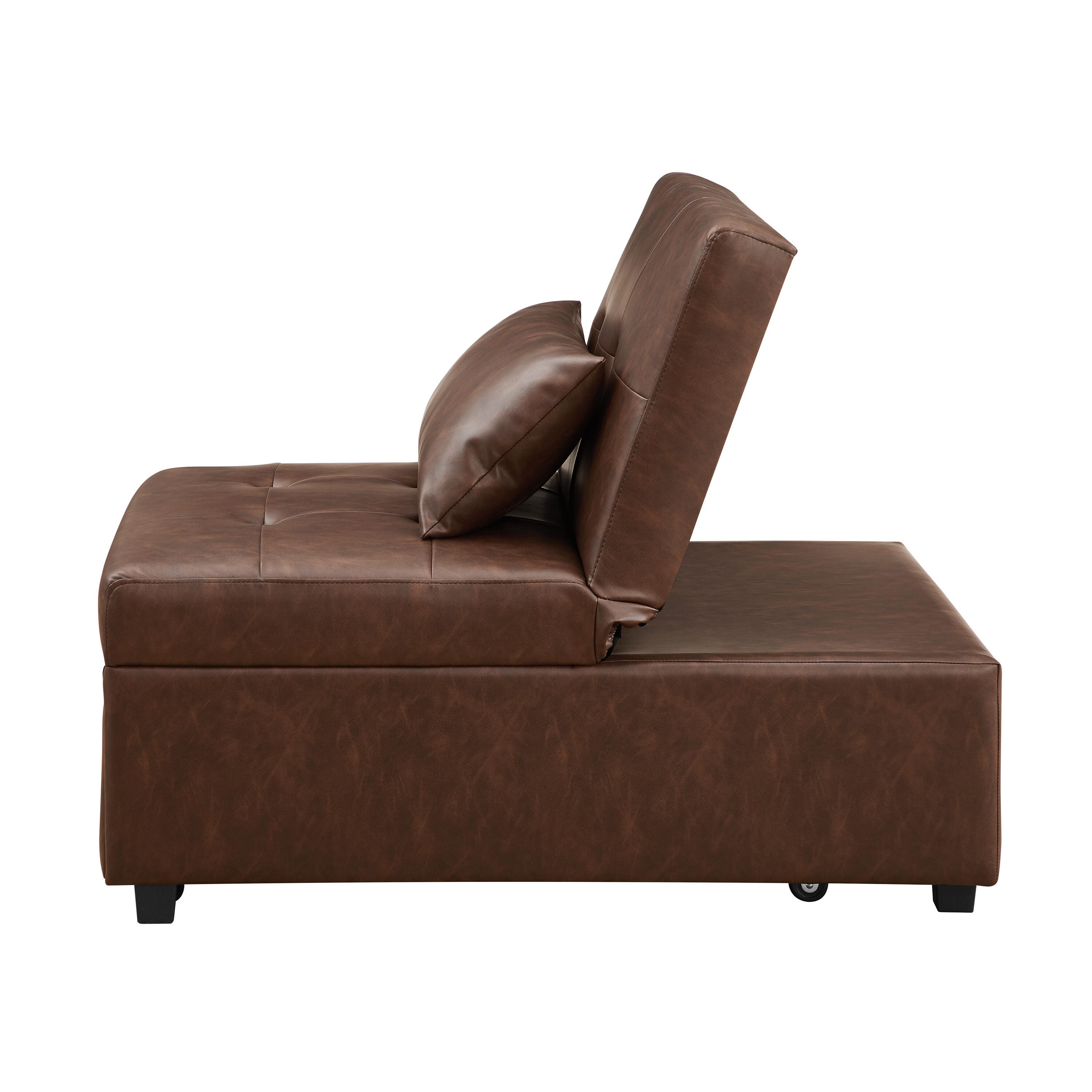 Linon Grayson Faux Leather Sofa Bed, Chestnut Brown, large
