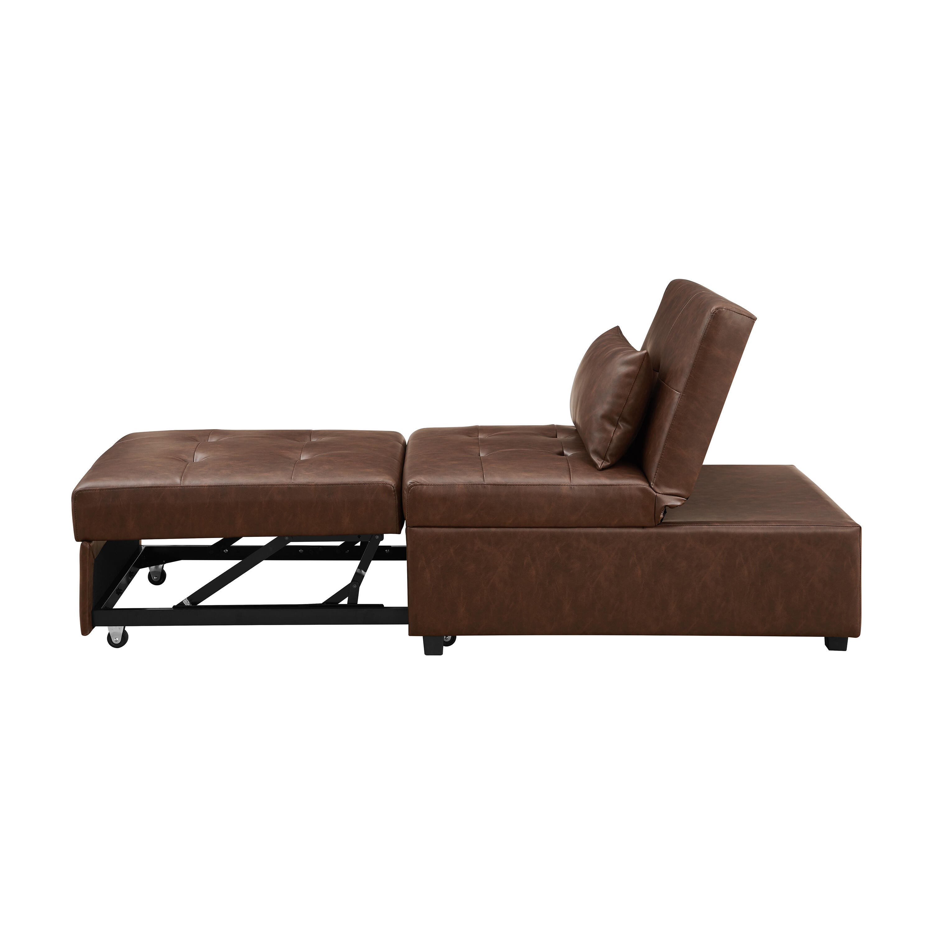 Linon Grayson Faux Leather Sofa Bed, Chestnut Brown, large