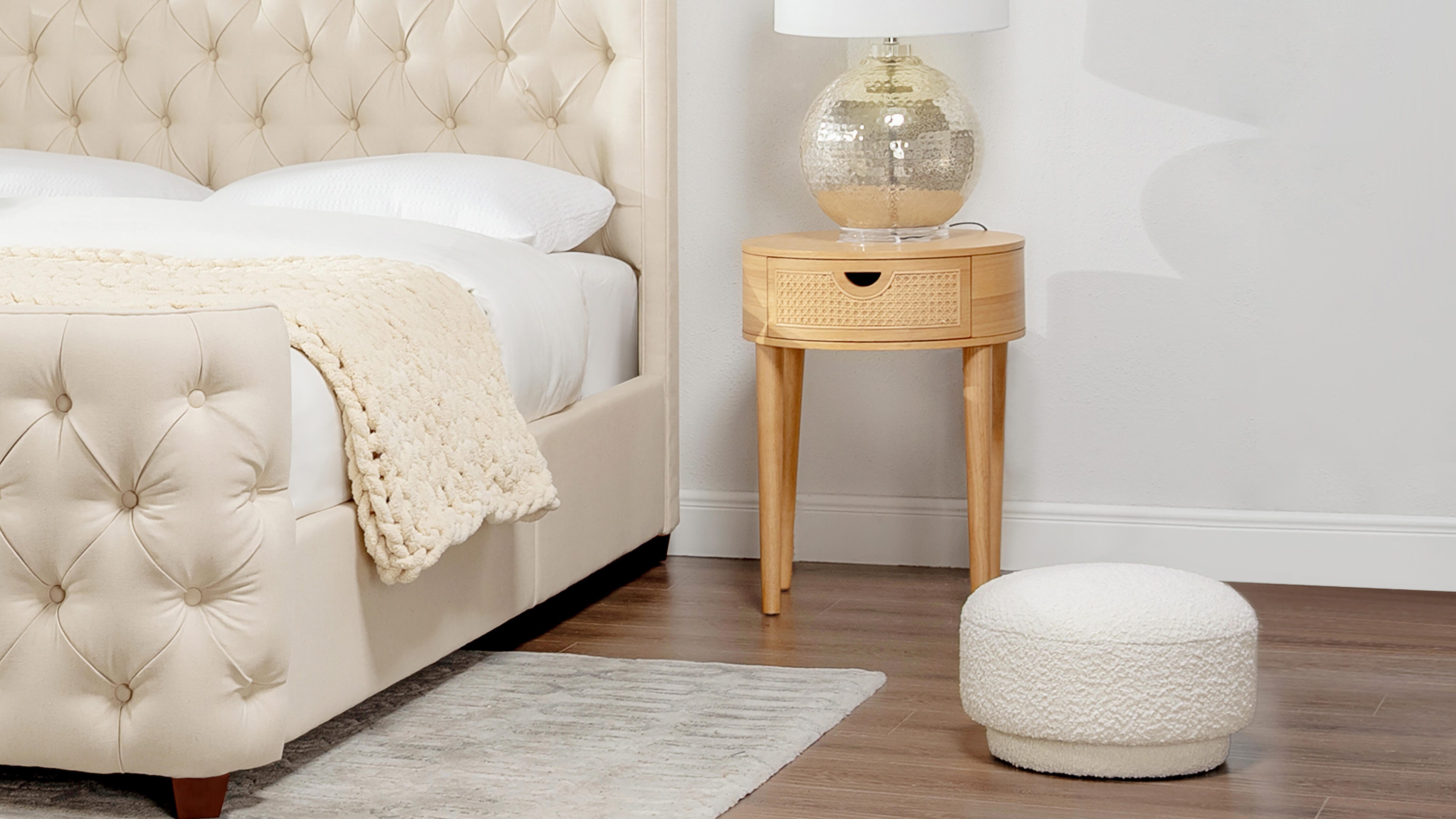 Jennifer Taylor Home Fuji Mushroom Boucle Ottoman, , large