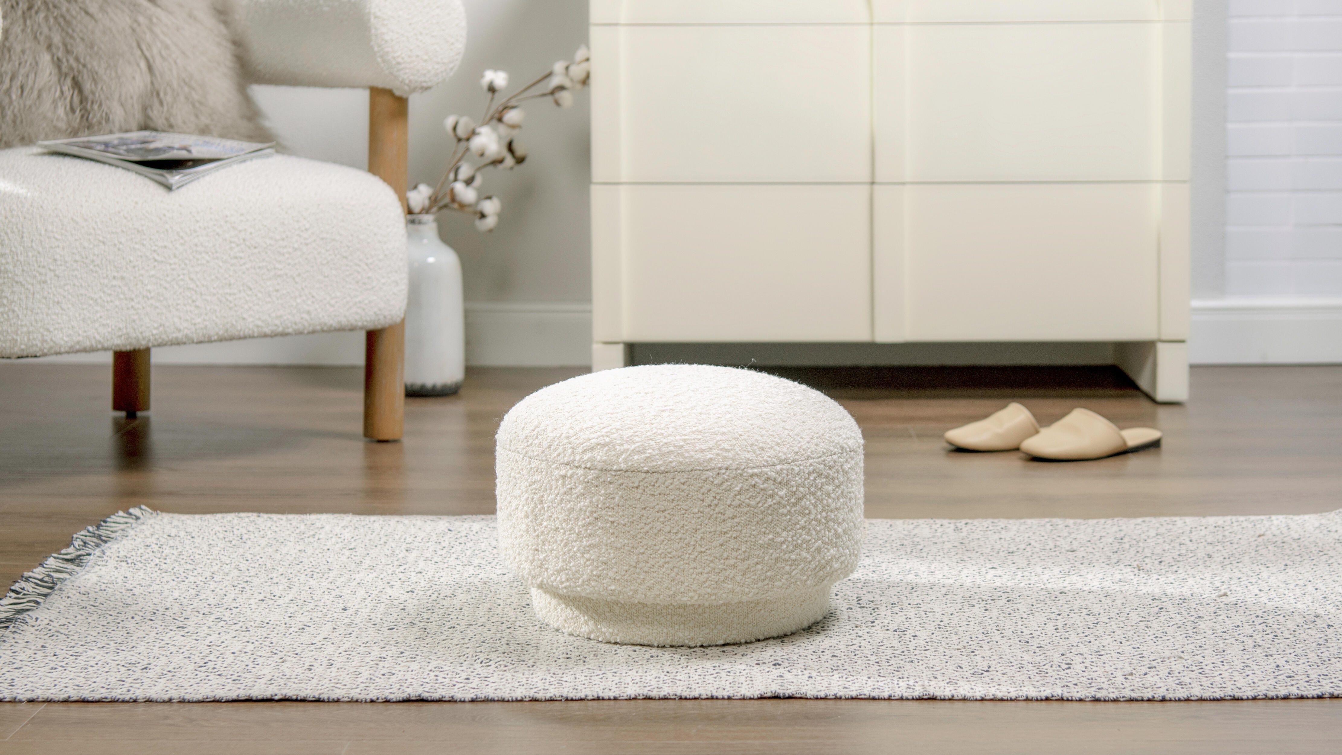 Jennifer Taylor Home Fuji Mushroom Boucle Ottoman, , large