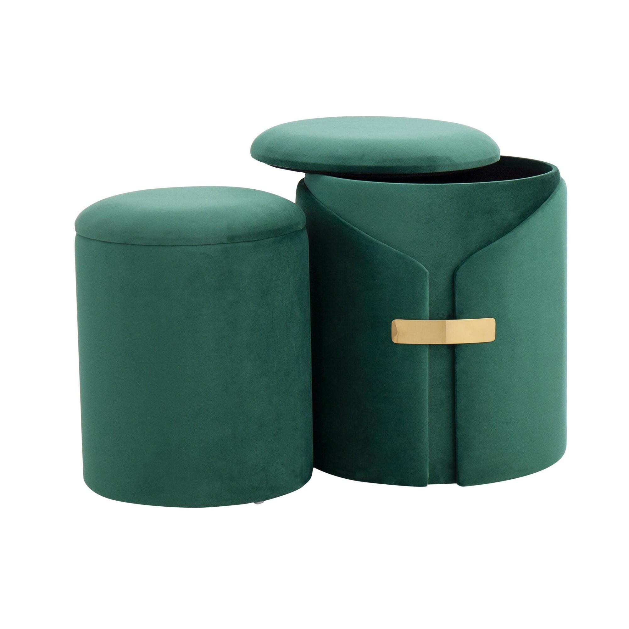 LumiSource Dahlia Ottoman Set, Green, large