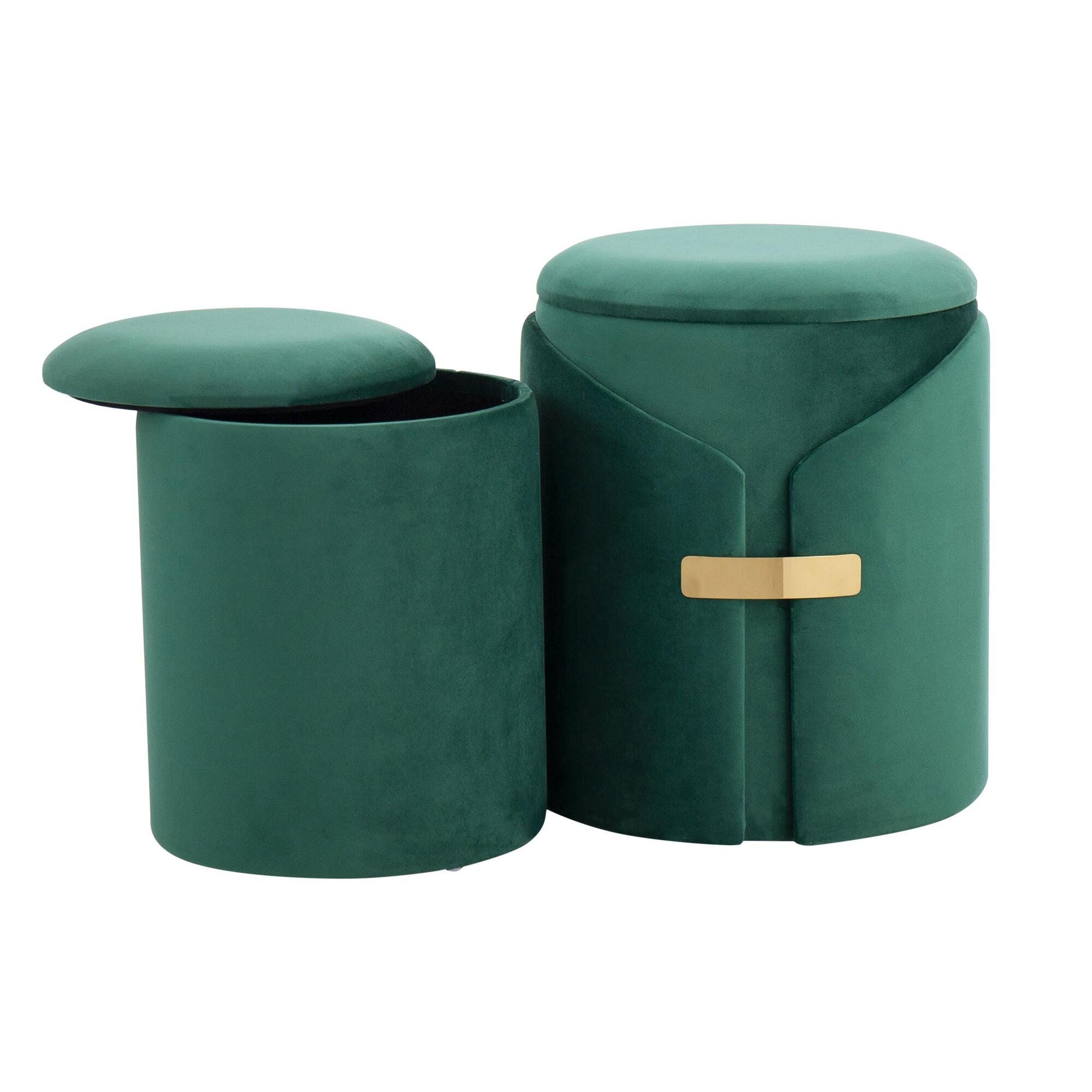 LumiSource Dahlia Ottoman Set, Green, large