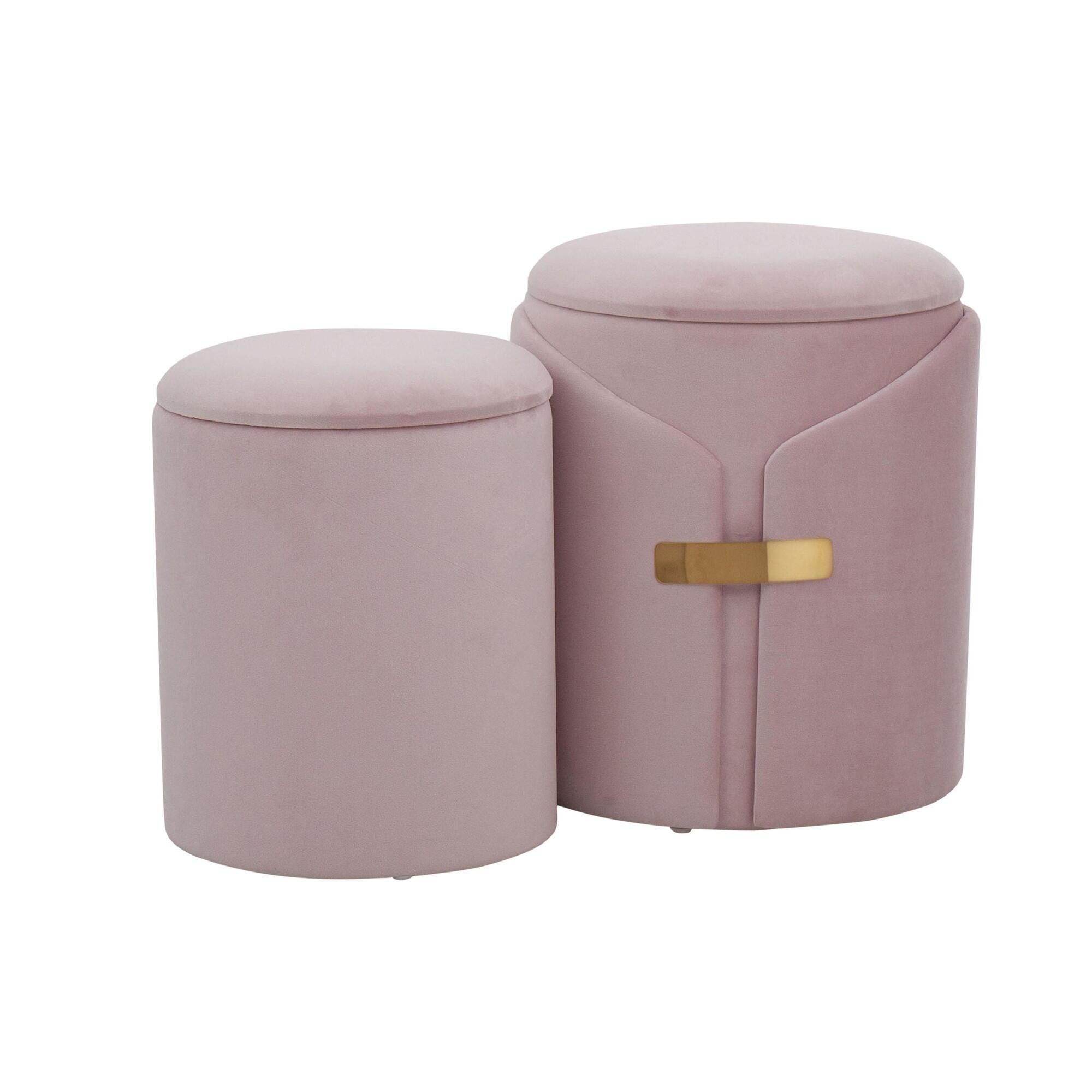 LumiSource Dahlia Ottoman Set, Blush Pink, large
