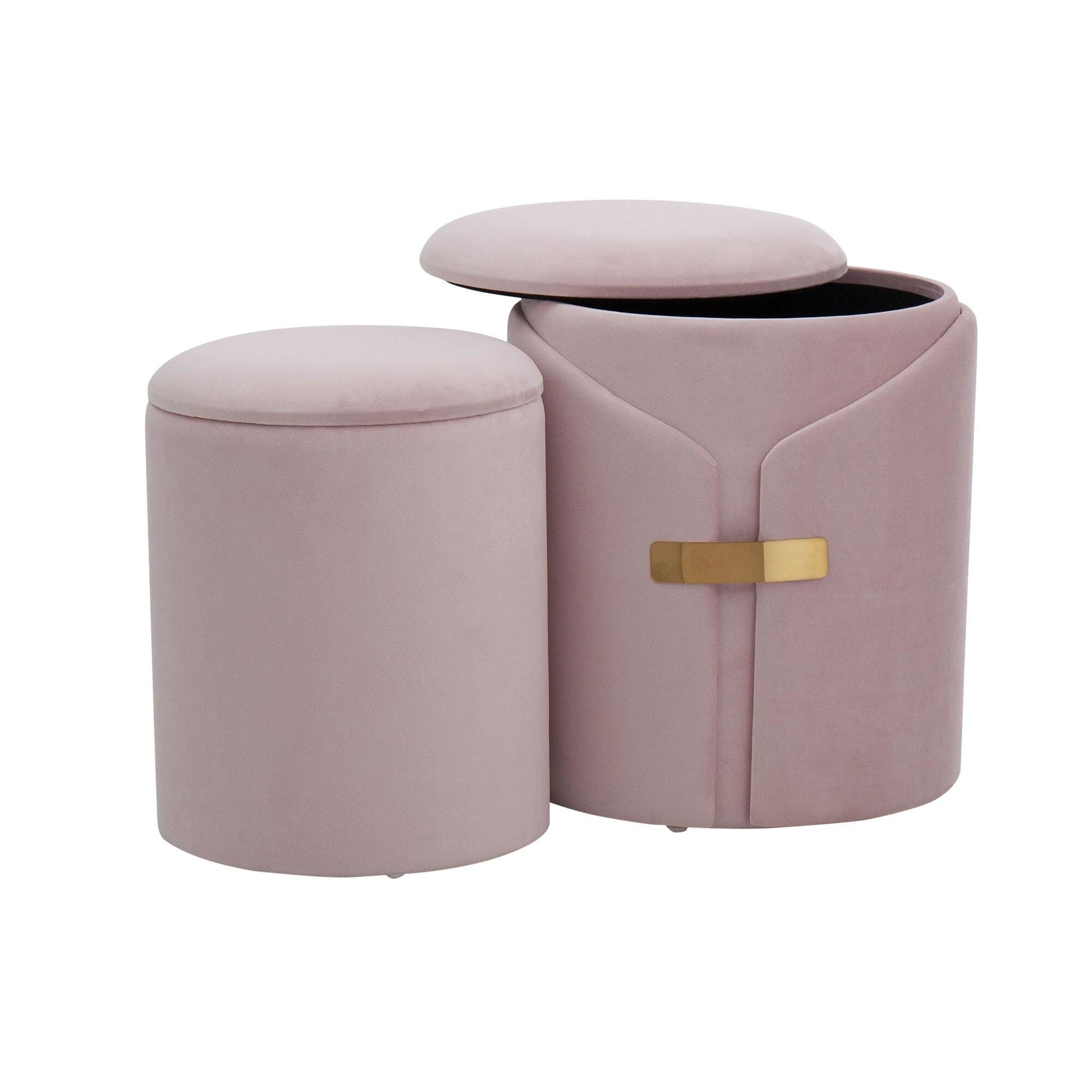 LumiSource Dahlia Ottoman Set, Blush Pink, large