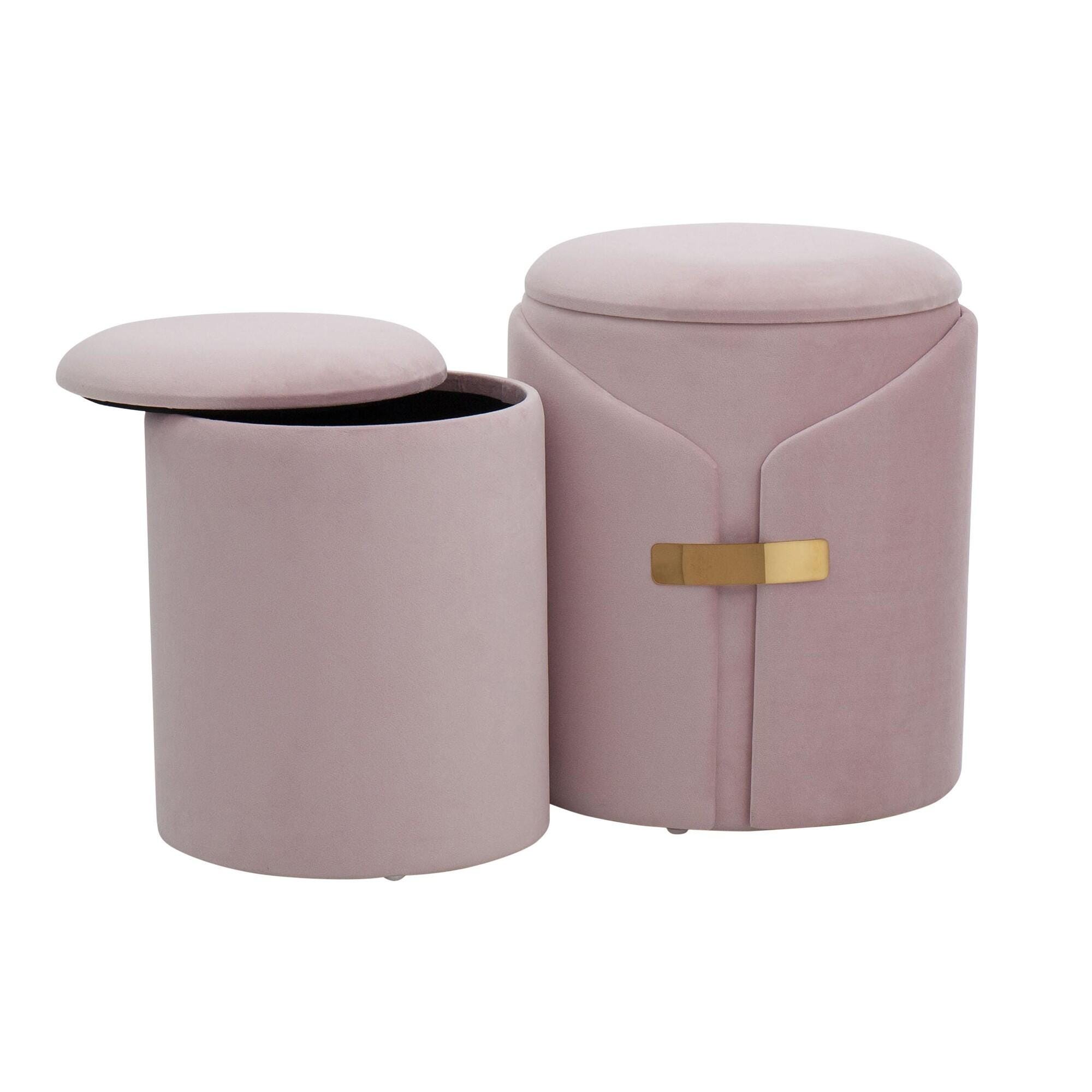 LumiSource Dahlia Ottoman Set, Blush Pink, large