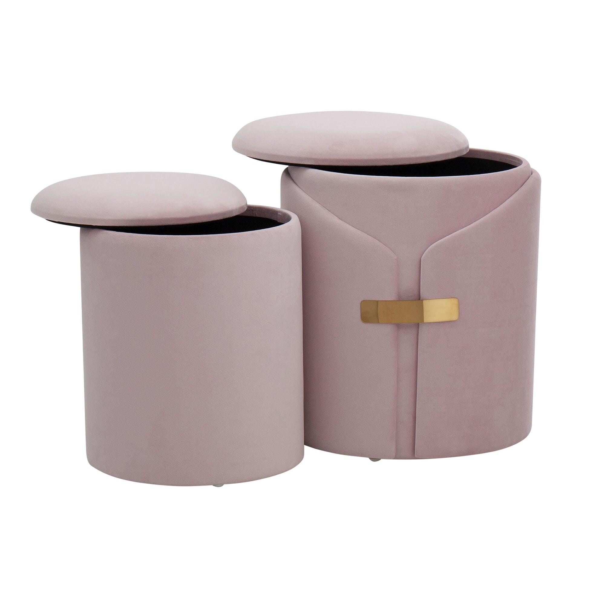 LumiSource Dahlia Ottoman Set, Blush Pink, large