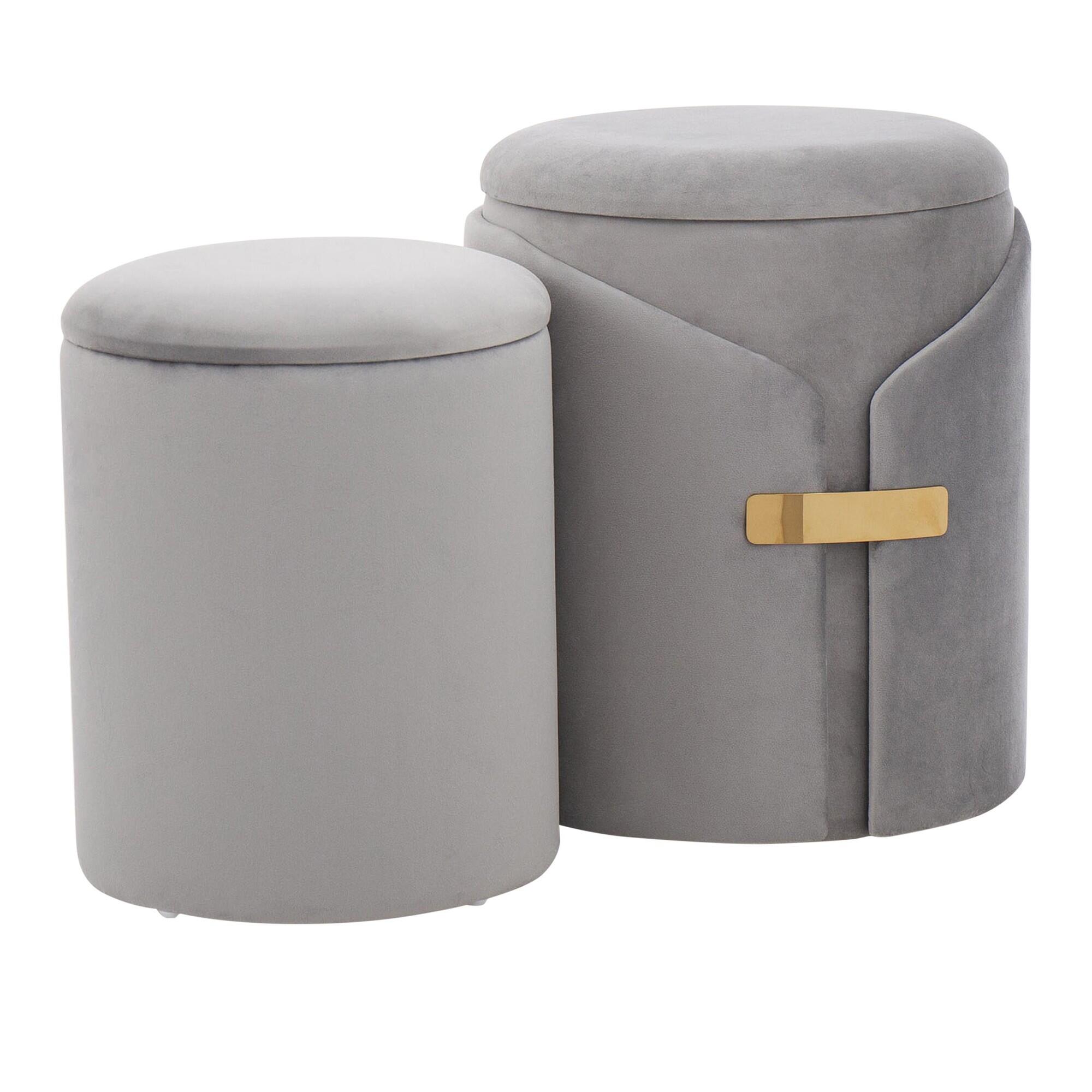 LumiSource Dahlia Ottoman Set, Silver, large