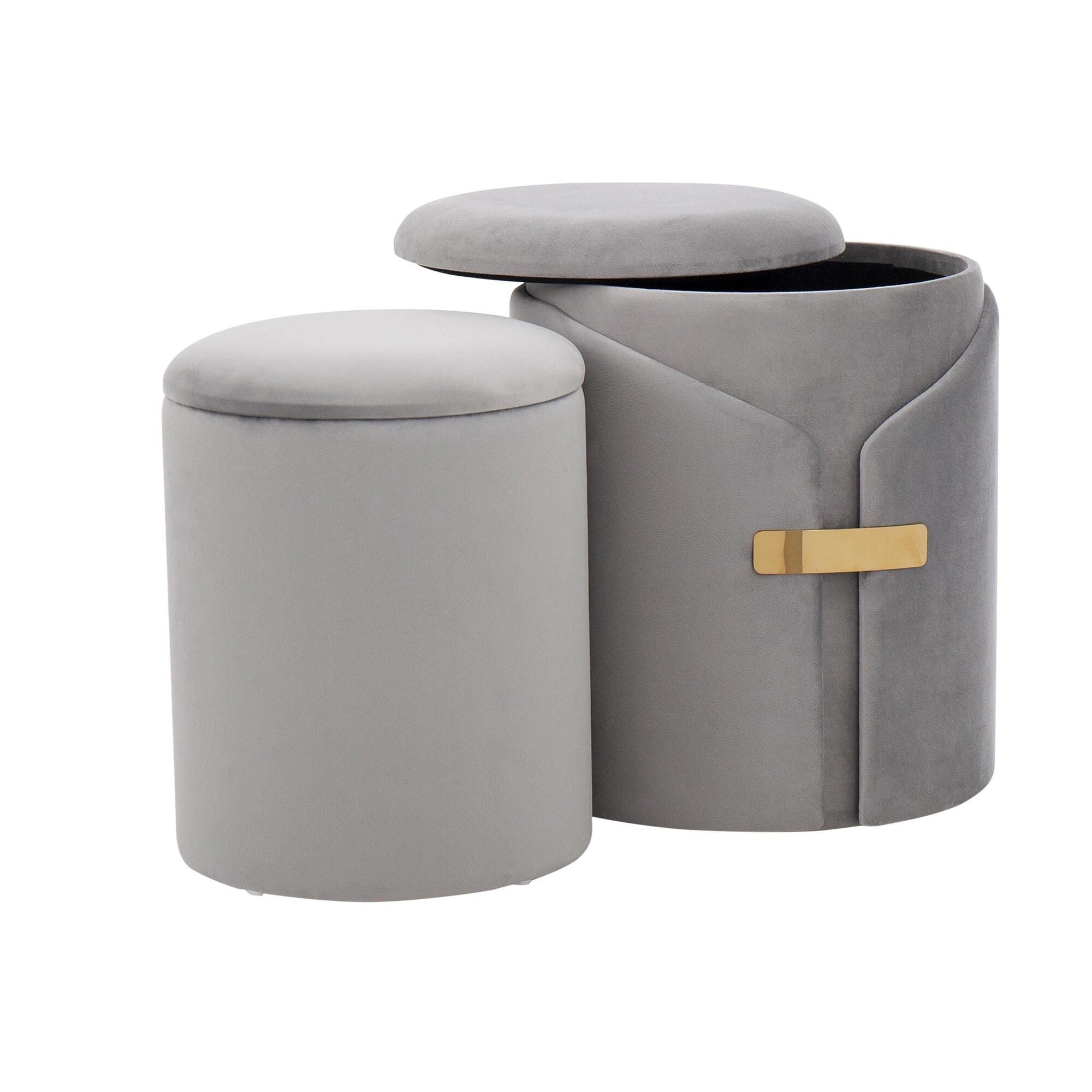 LumiSource Dahlia Ottoman Set, Silver, large