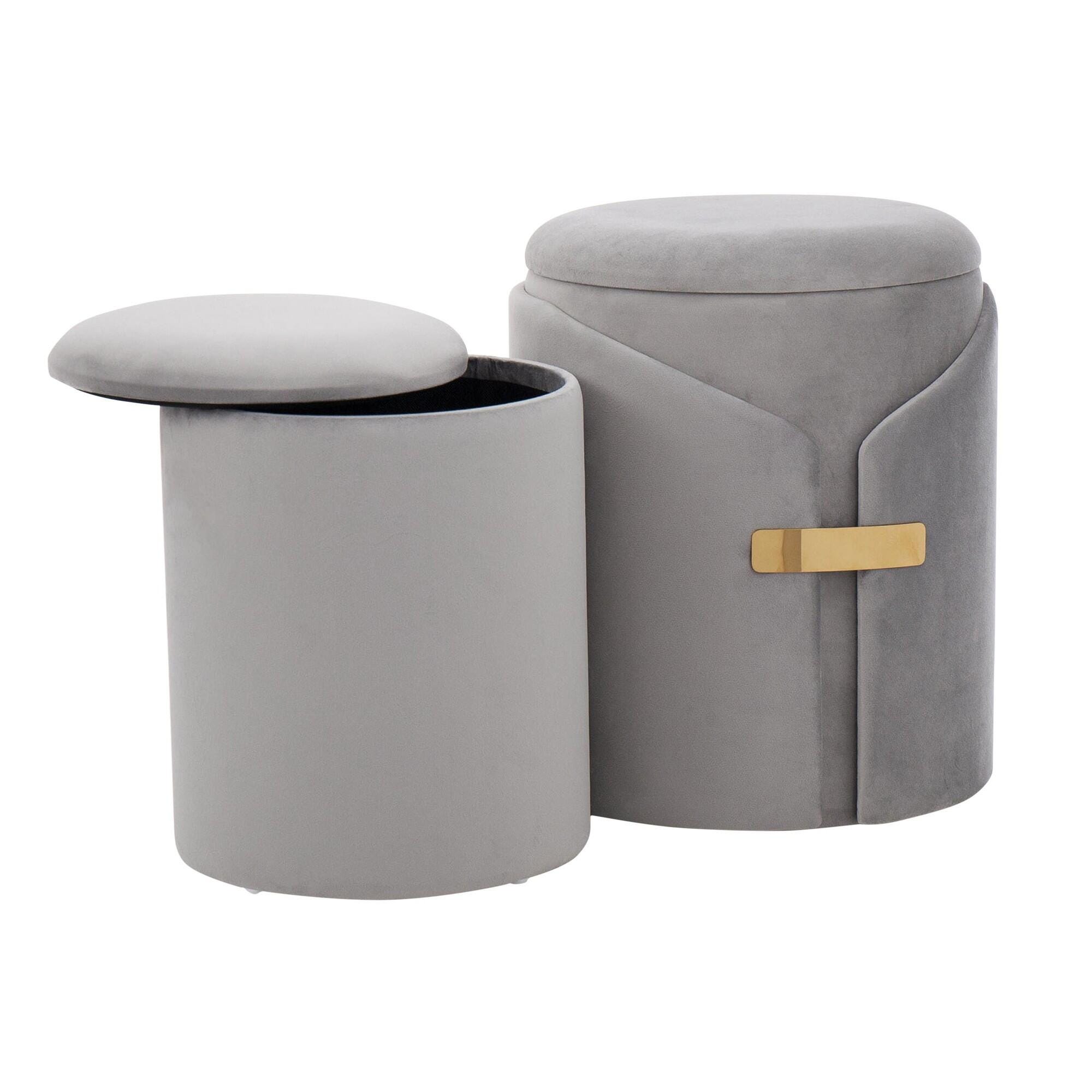 LumiSource Dahlia Ottoman Set, Silver, large