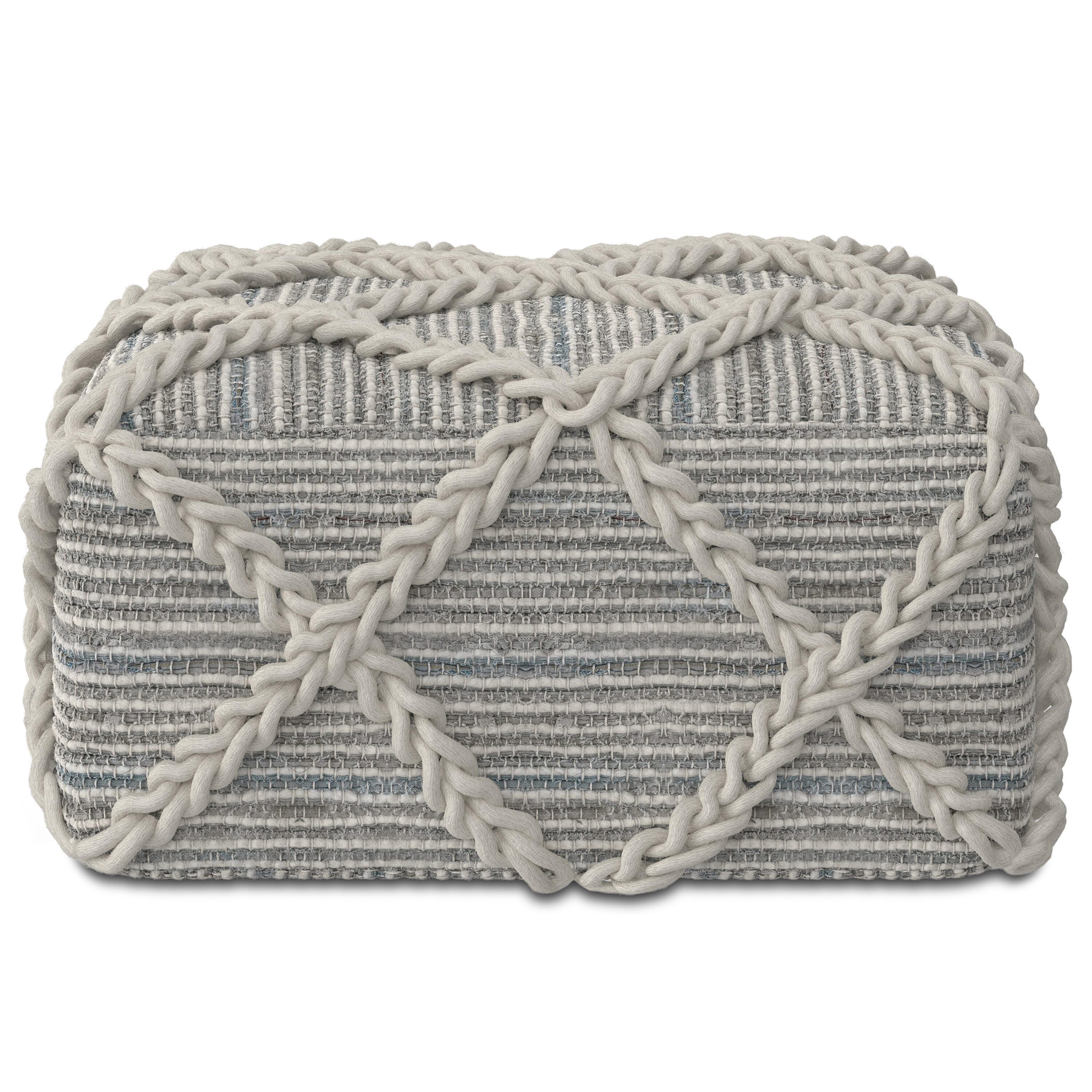 Simpli Home Cowan Square Ottoman, Gray/Natural, large