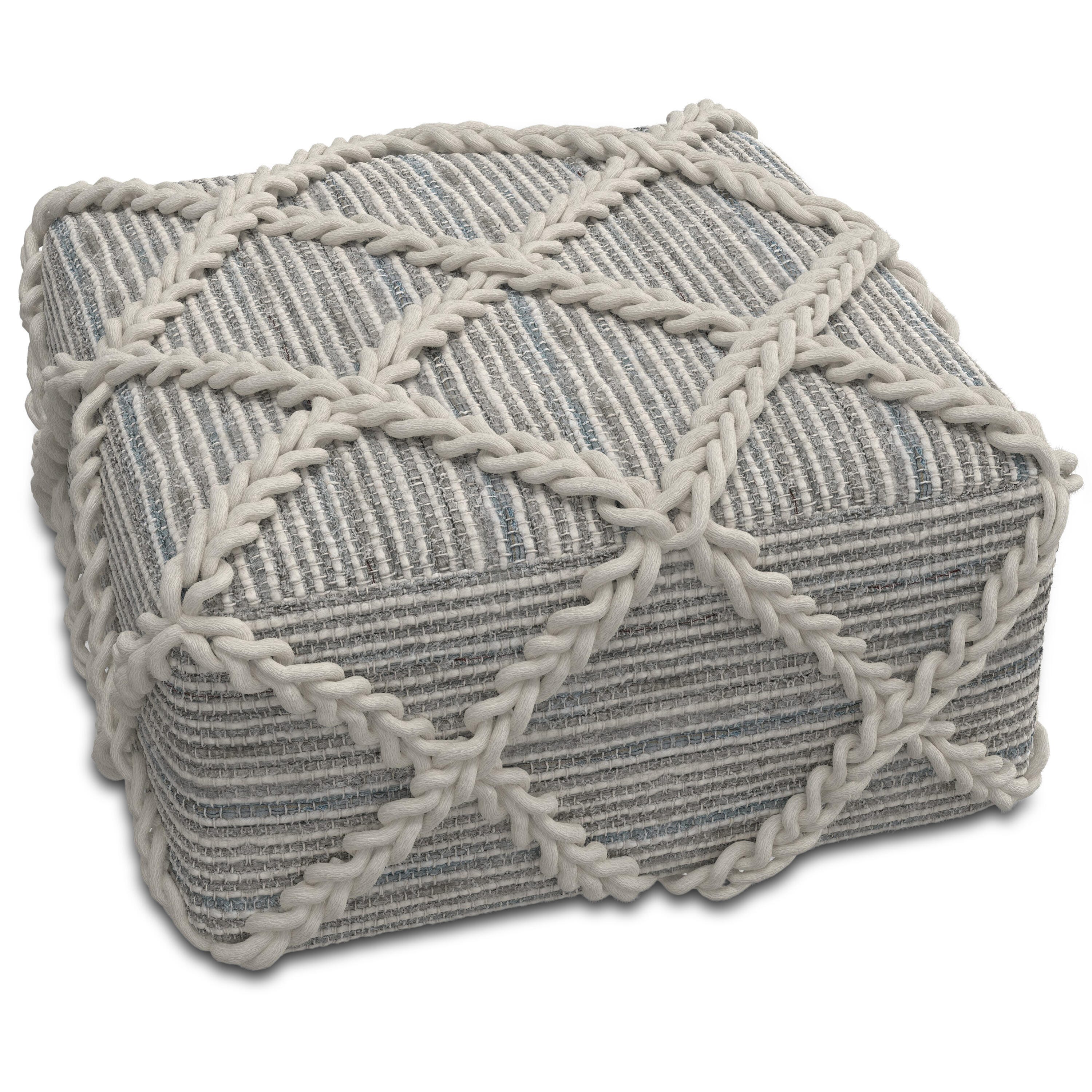 Simpli Home Cowan Square Ottoman, Gray/Natural, large