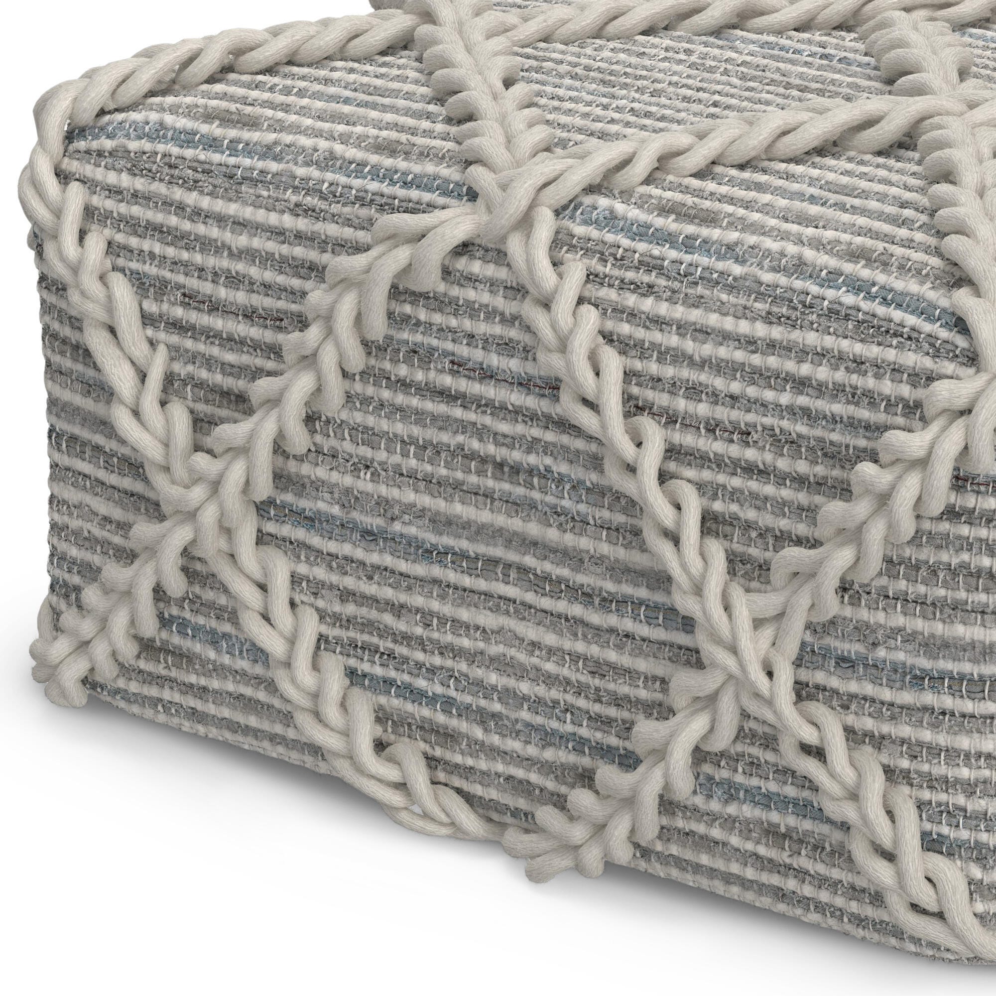 Simpli Home Cowan Square Ottoman, Gray/Natural, large