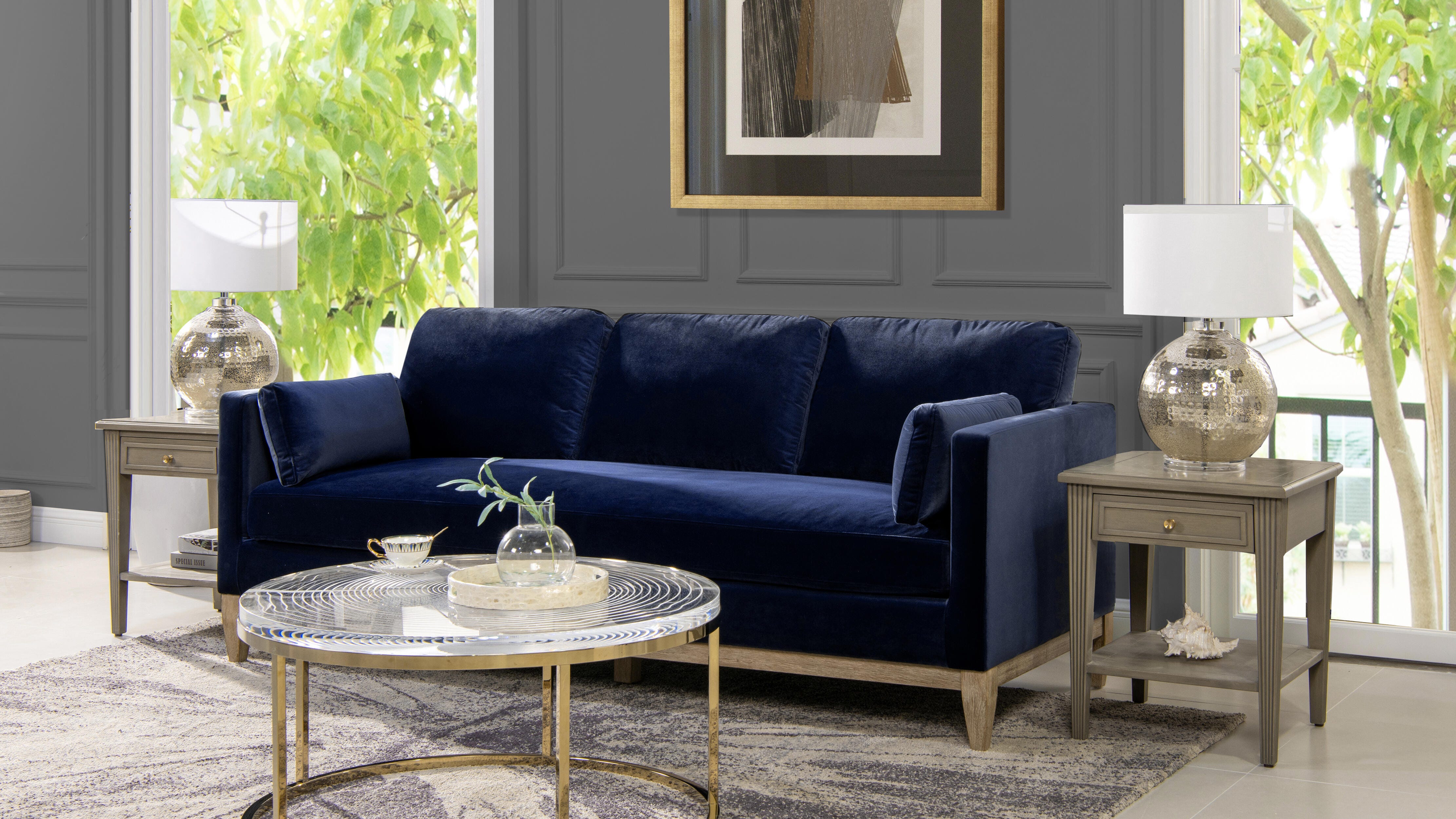 Jennifer Taylor Home Knox Knox Sofa, Dark Navy Blue, large
