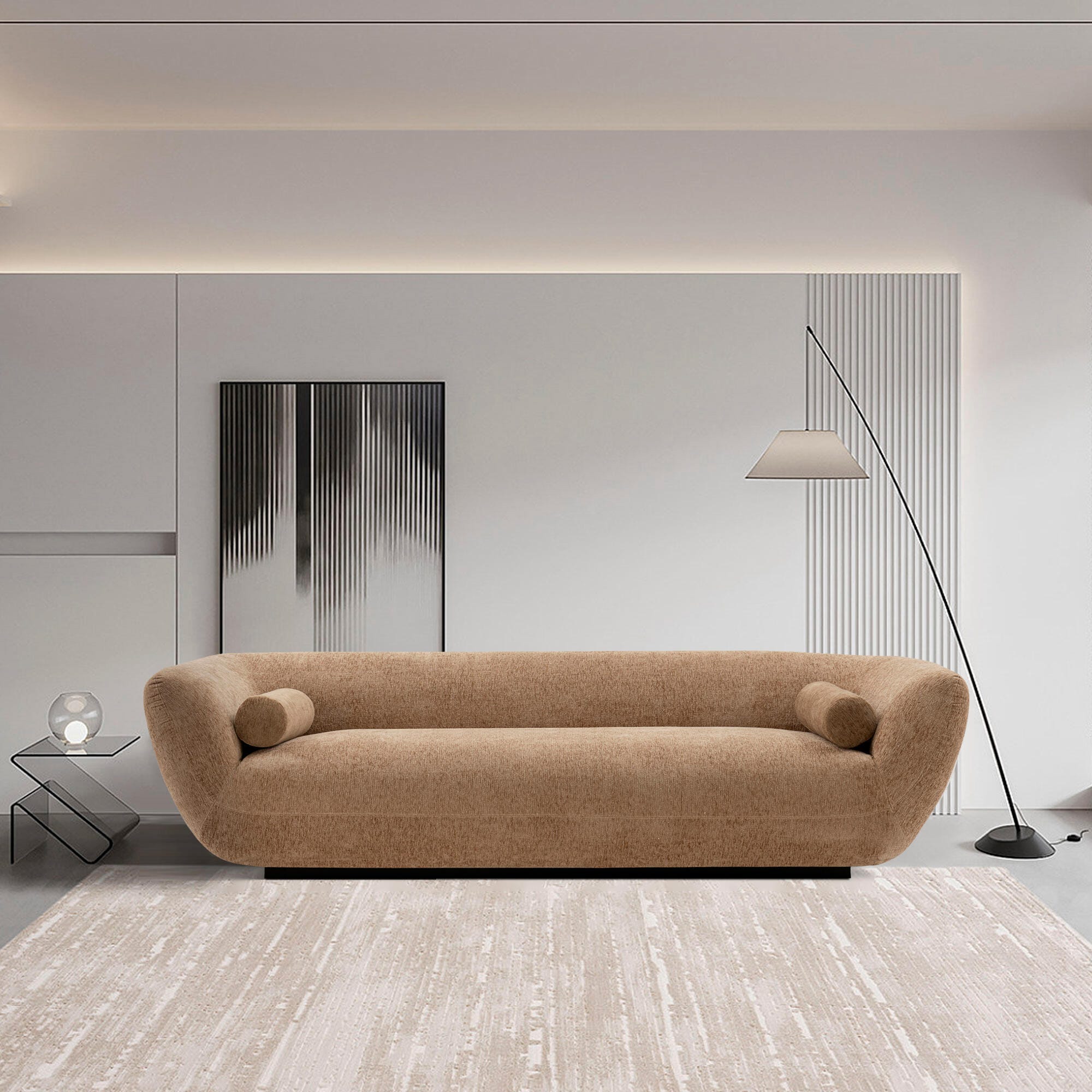 Manhattan Comfort Ulka Sofa, Light Brown, rollover