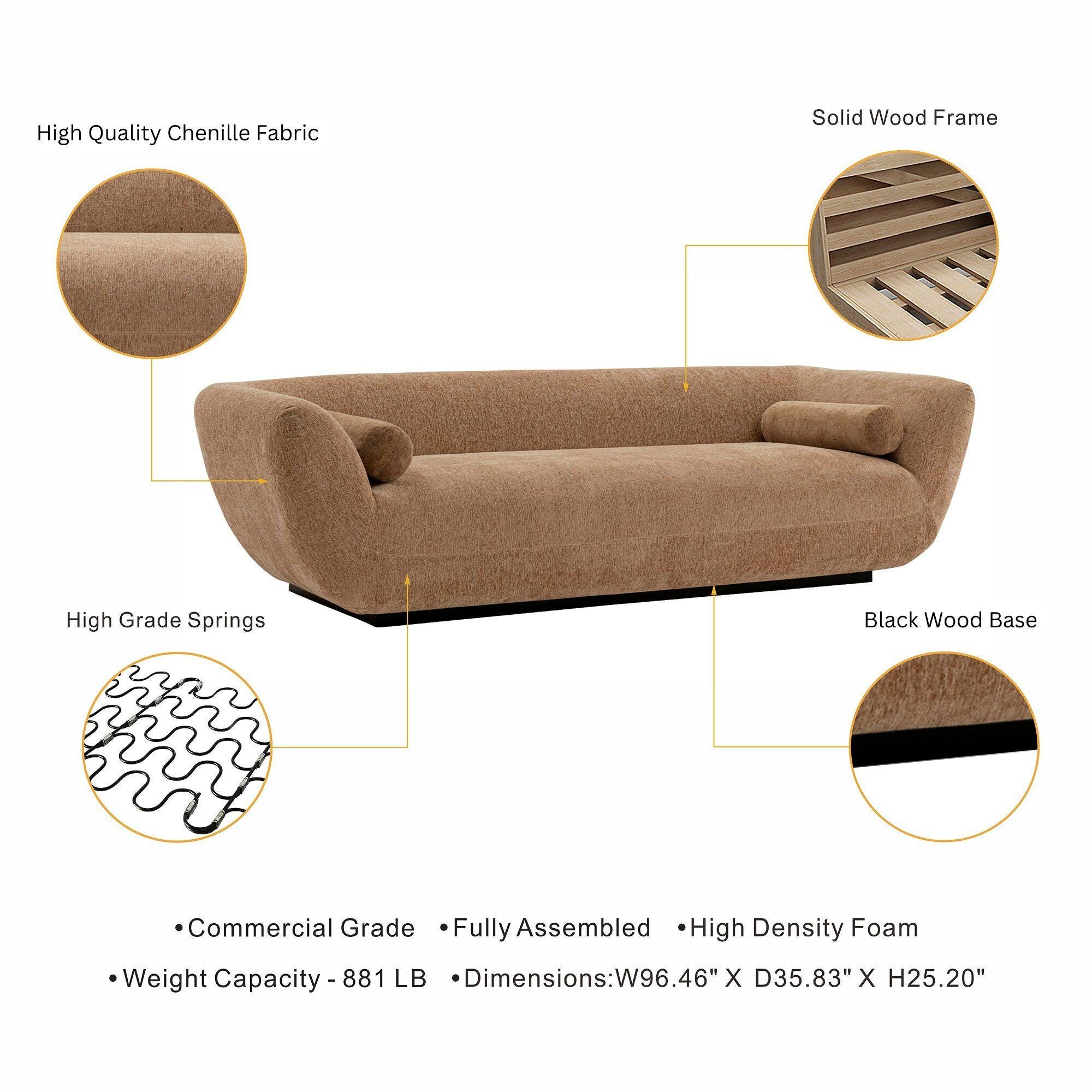 Manhattan Comfort Ulka Sofa, Light Brown, large
