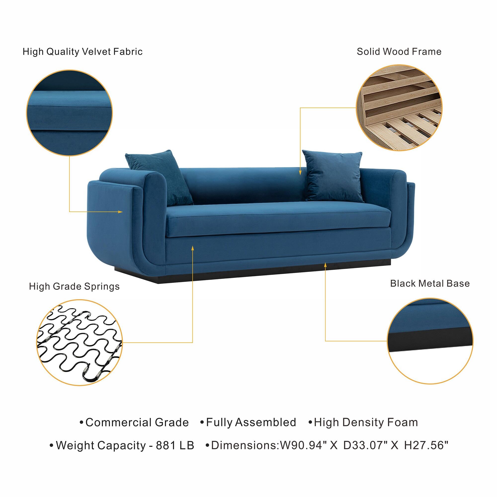 Manhattan Comfort Edmonda Sofa, Sapphire Blue, large