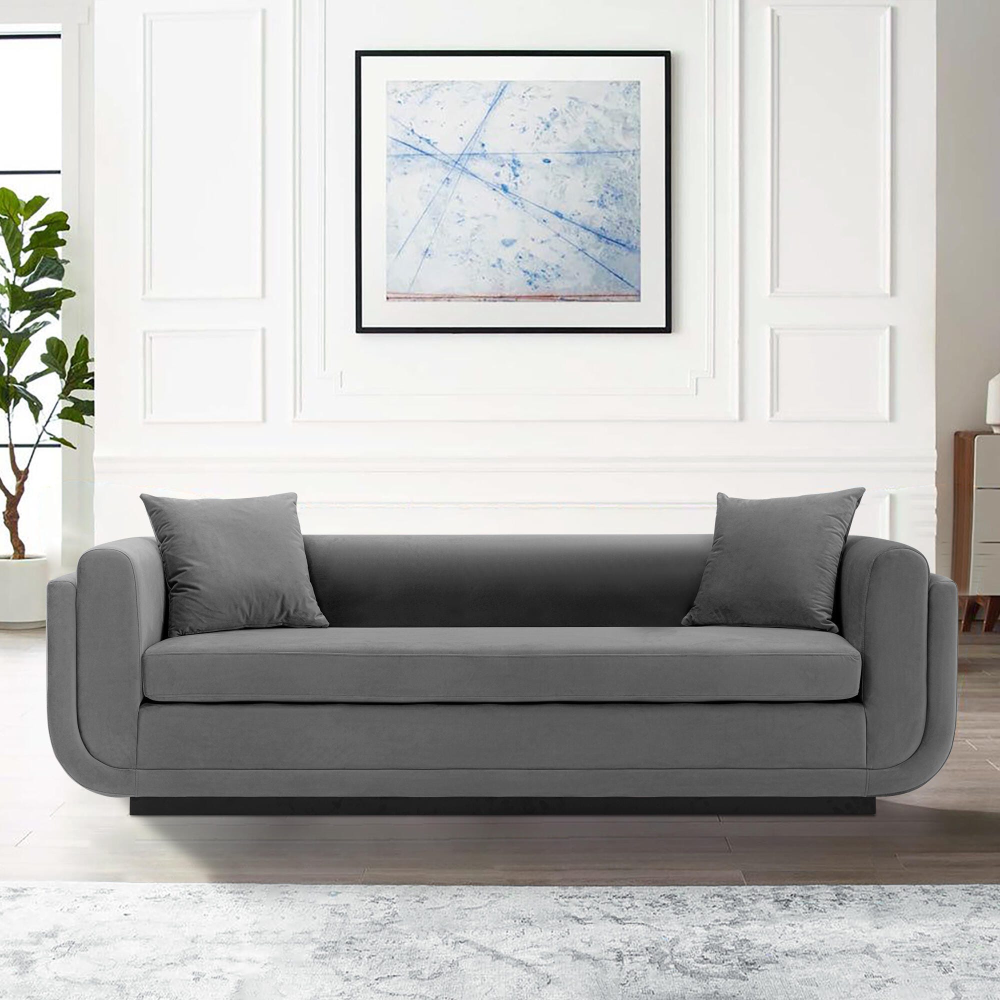 Manhattan Comfort Edmonda Sofa, Dark Gray, rollover
