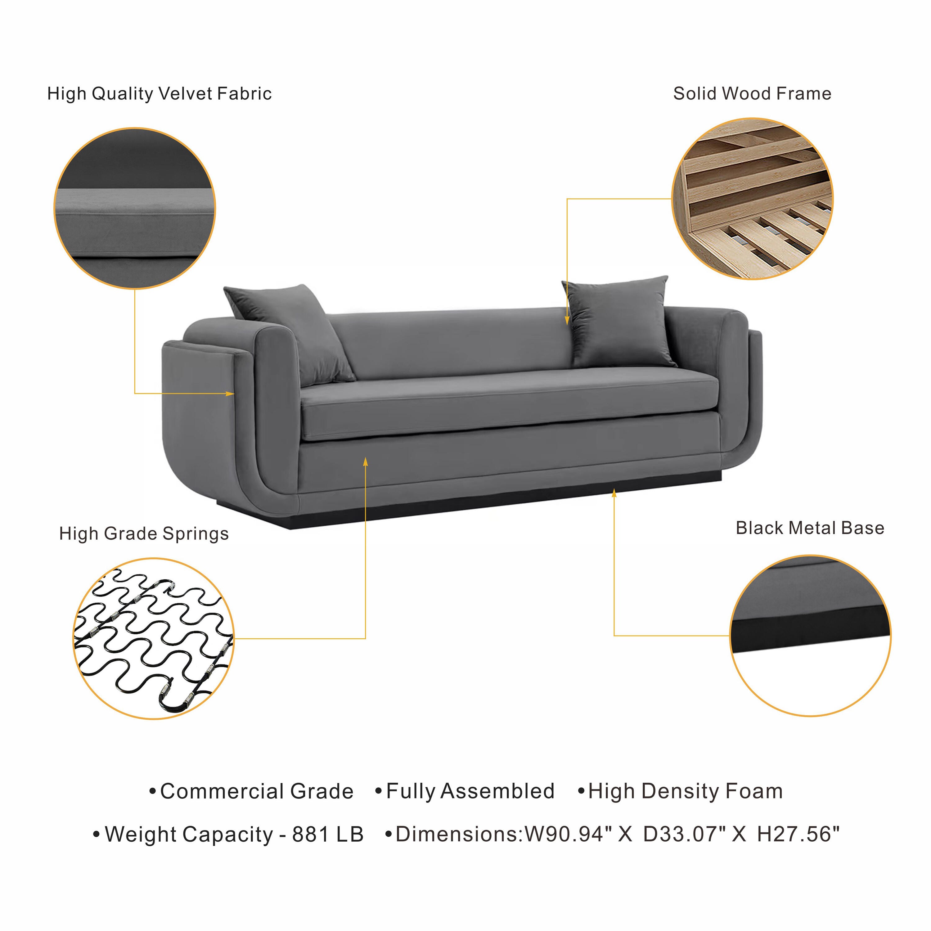 Manhattan Comfort Edmonda Sofa, Dark Gray, large