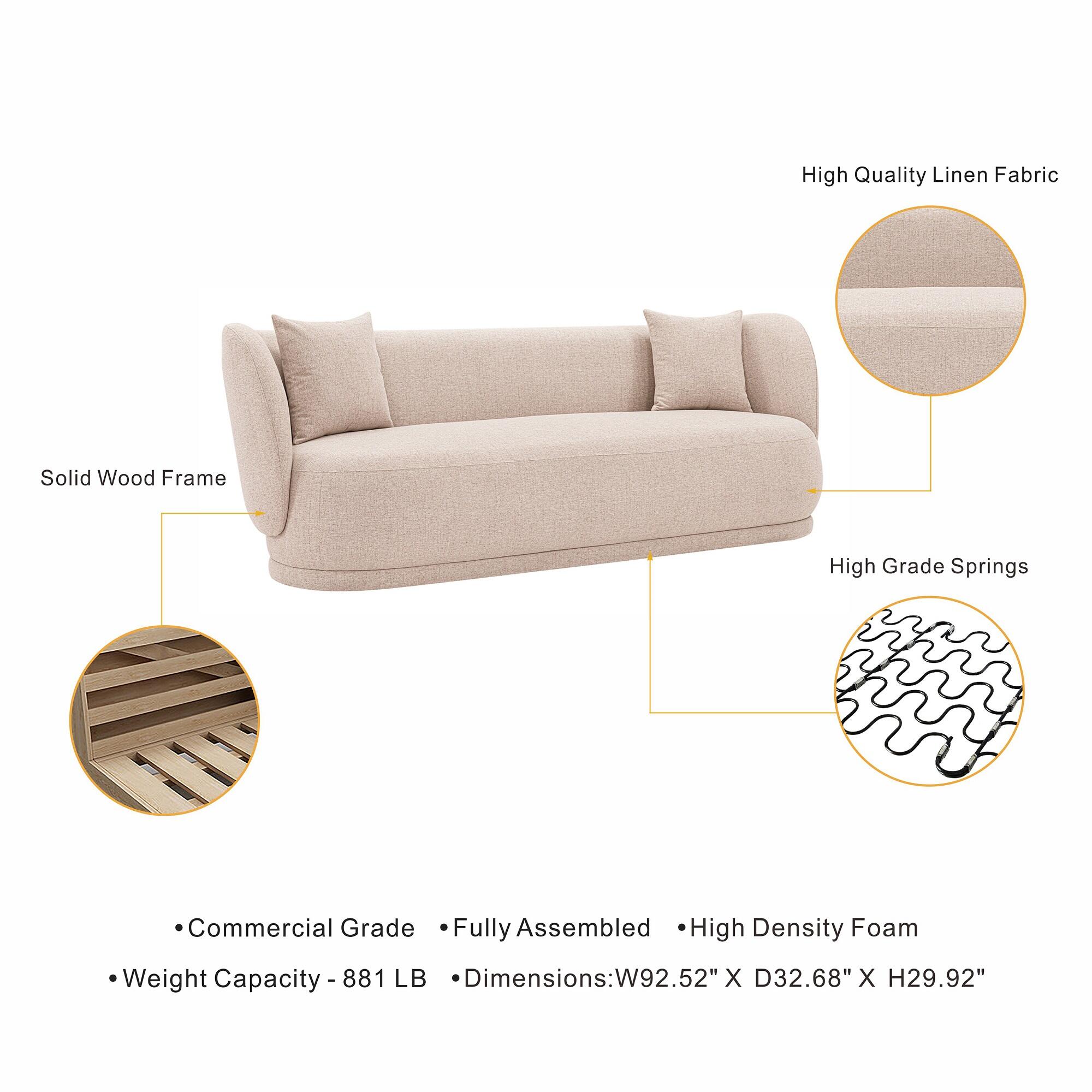 Manhattan Comfort Siri Sofa, Wheat, large