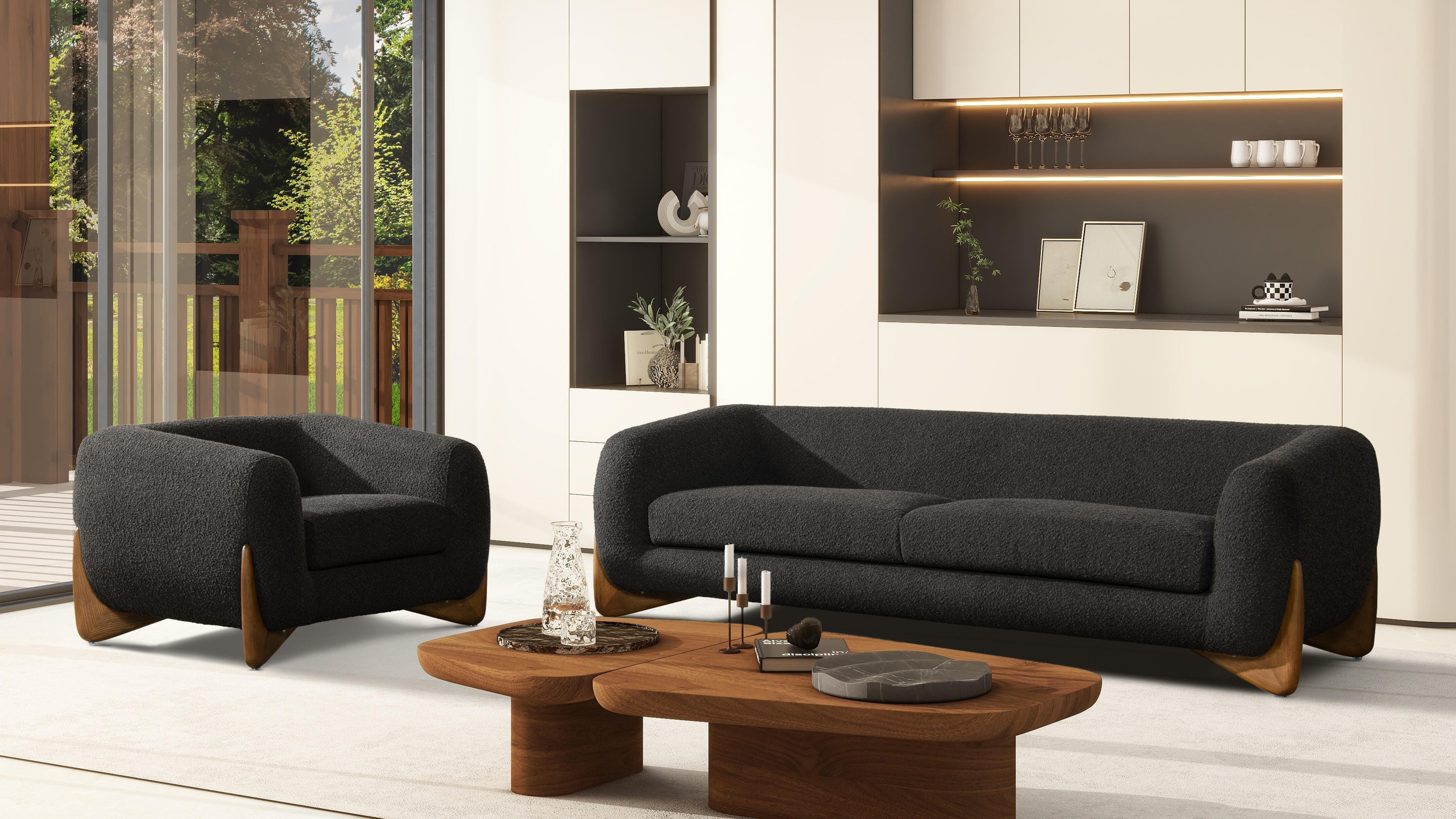 Jennifer Taylor Home Alpine Alpine Sofa, Ebony Black, large