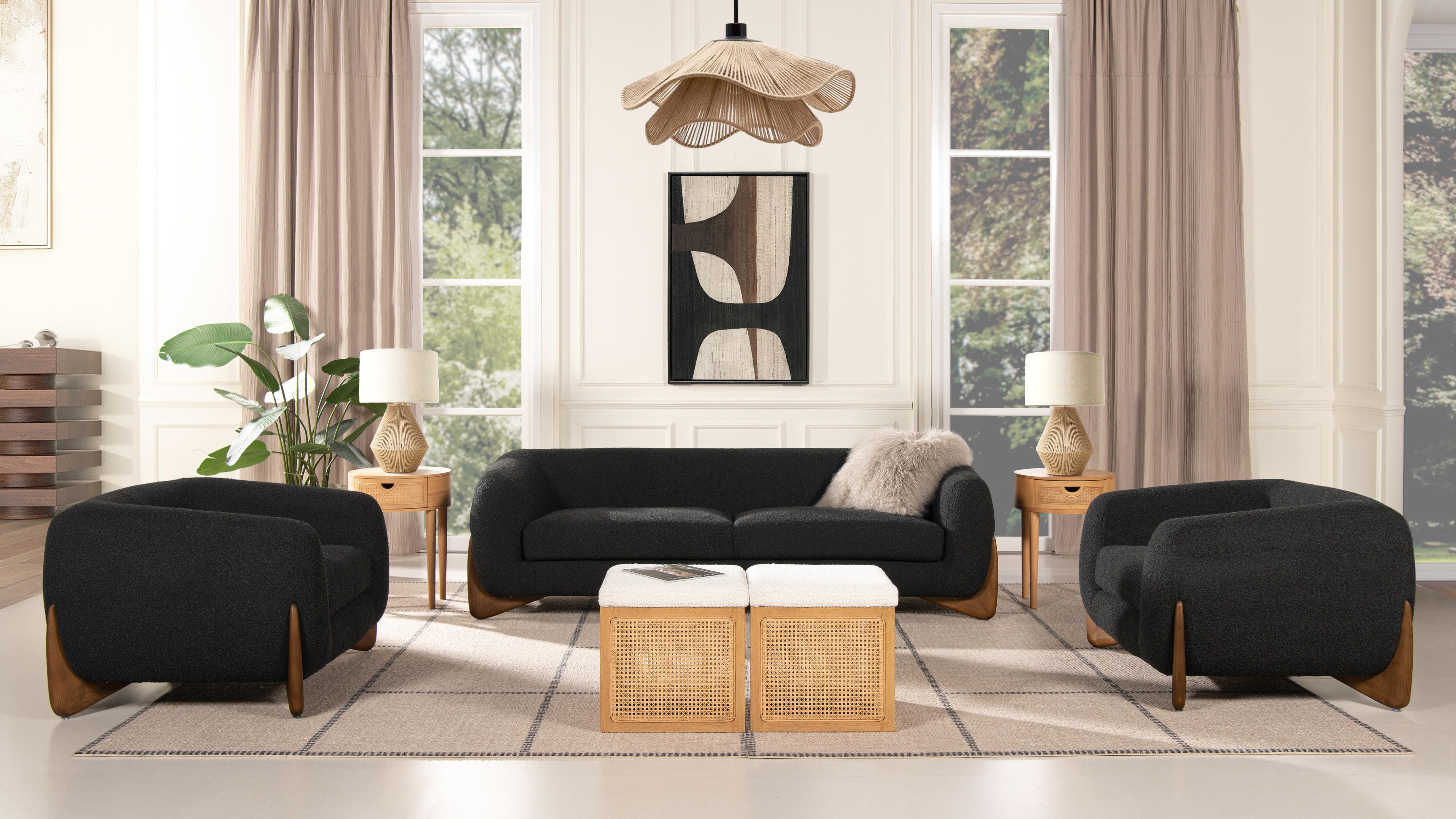 Jennifer Taylor Home Alpine Alpine Sofa, Ebony Black, large