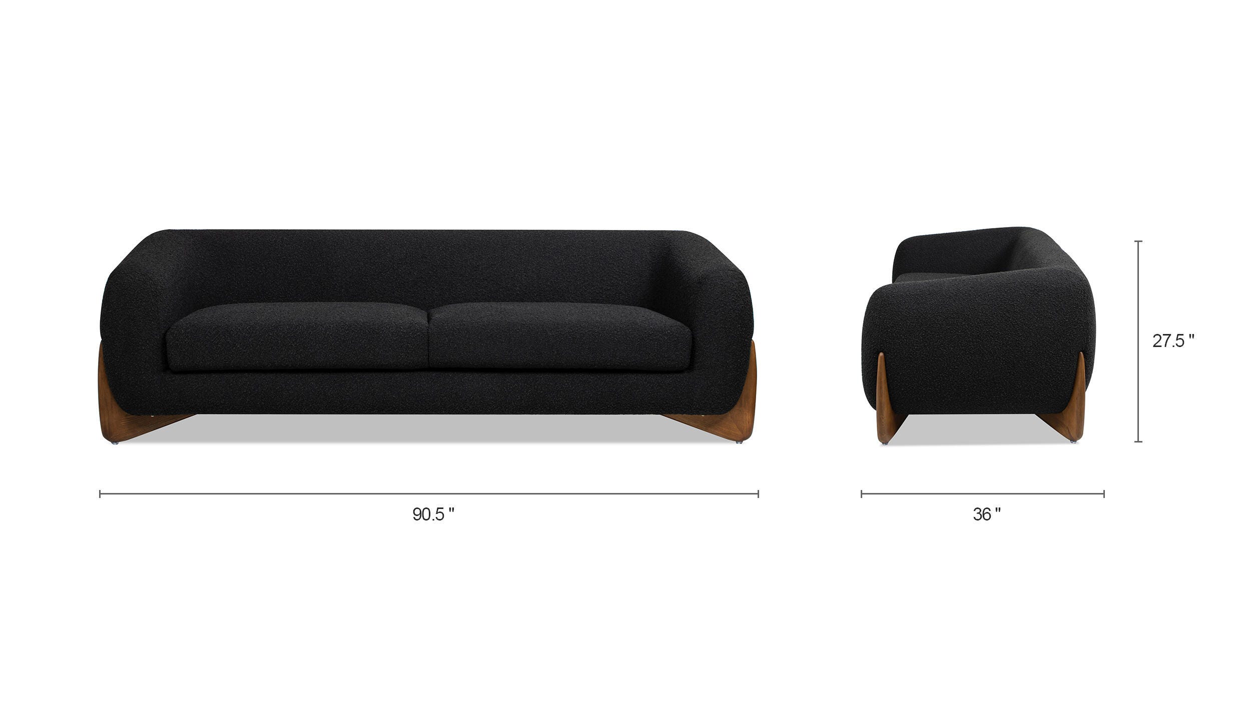 Jennifer Taylor Home Alpine Alpine Sofa, Ebony Black, large