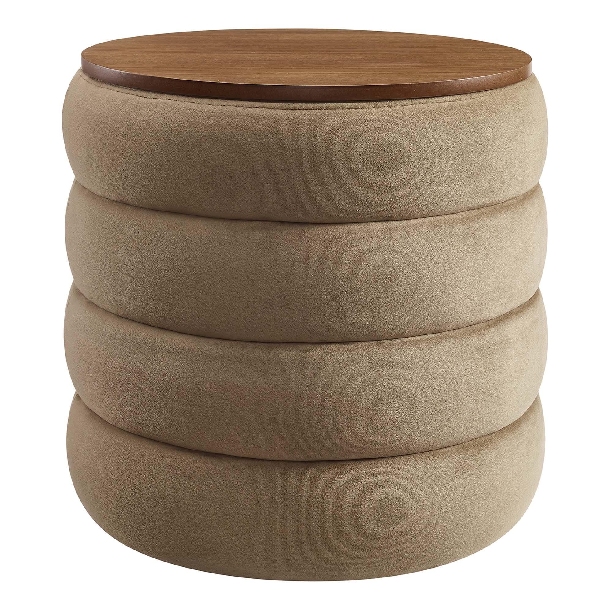 Modway Mezzo Velvet Ottoman with Storage, Taupe, large