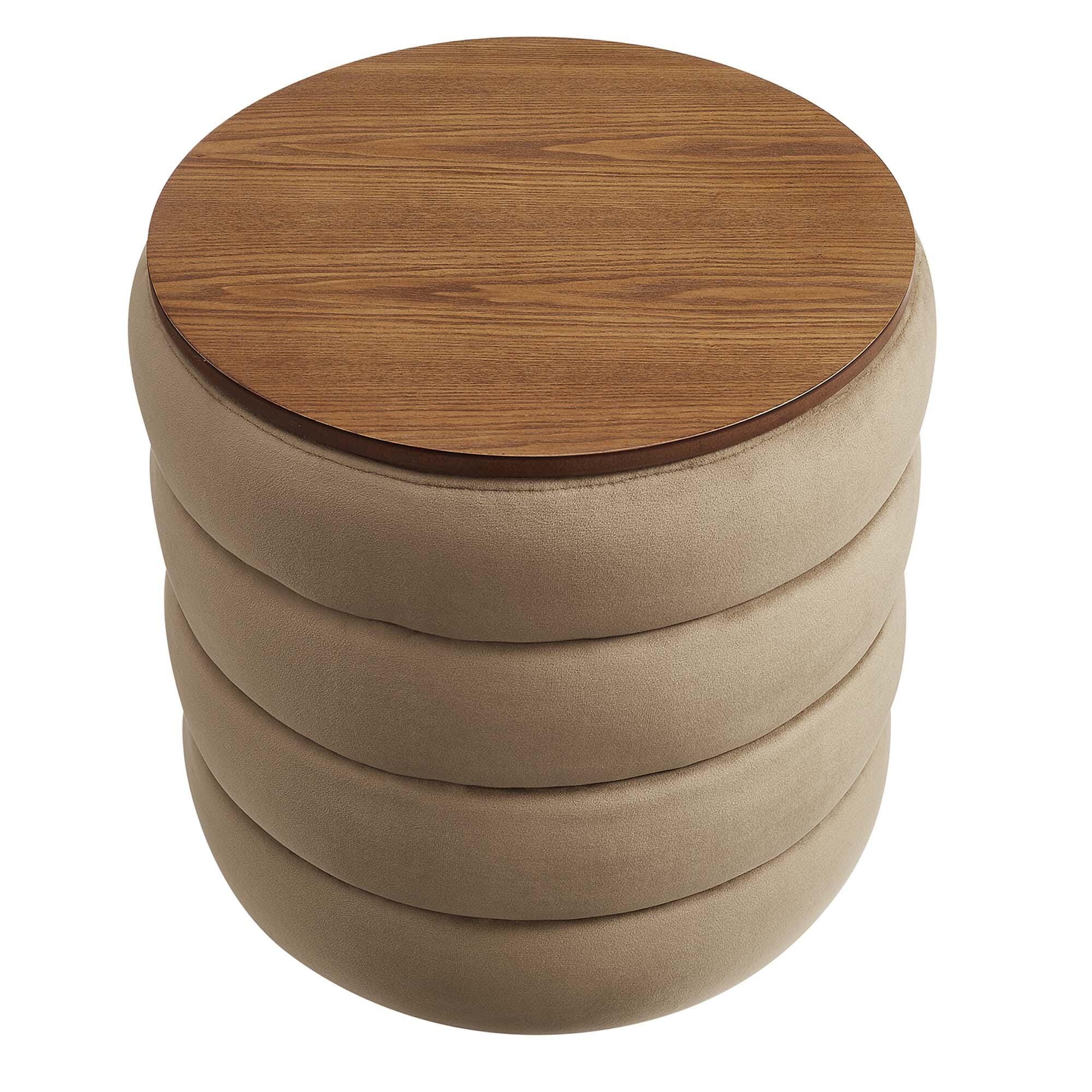 Modway Mezzo Velvet Ottoman with Storage, Taupe, large