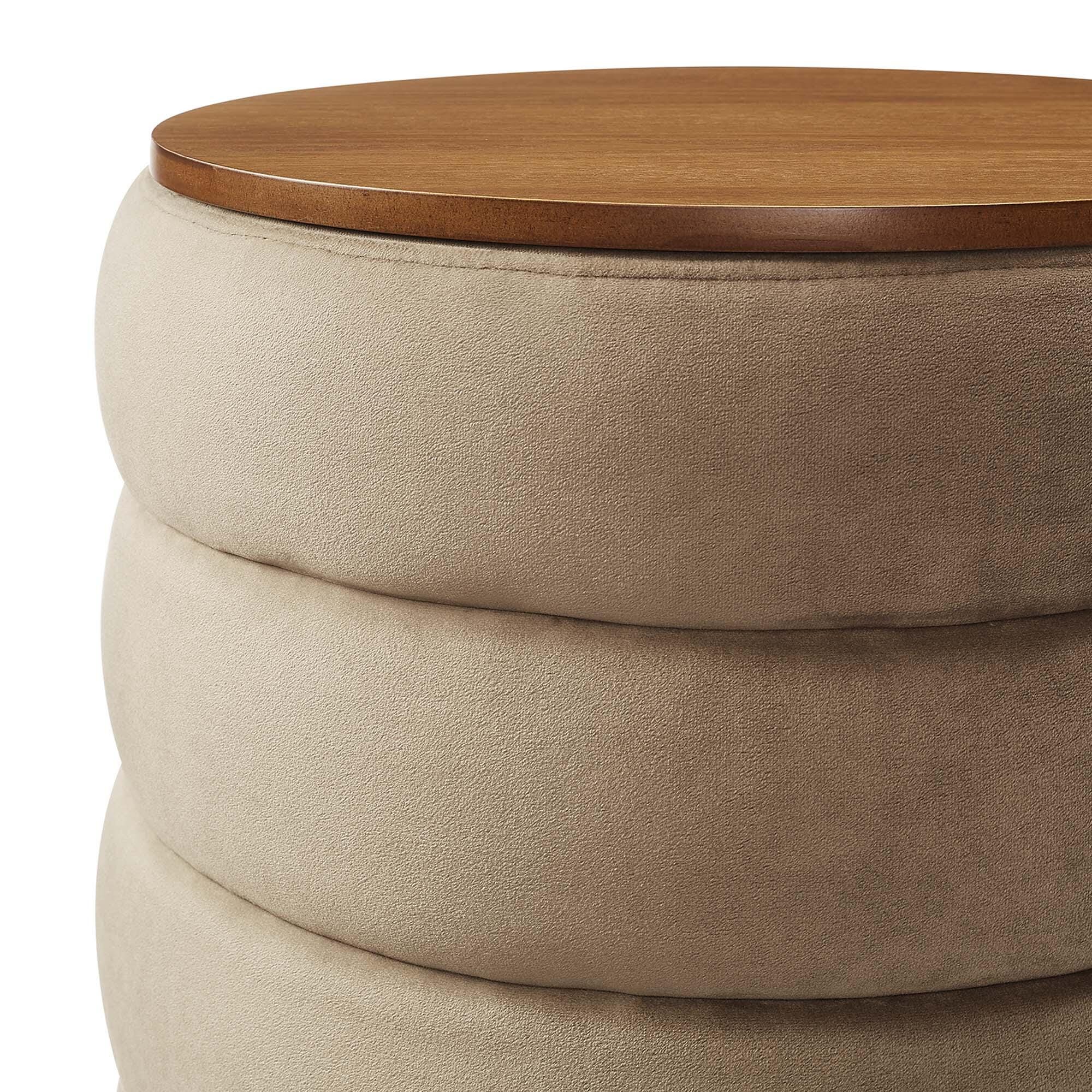 Modway Mezzo Velvet Ottoman with Storage, Taupe, large