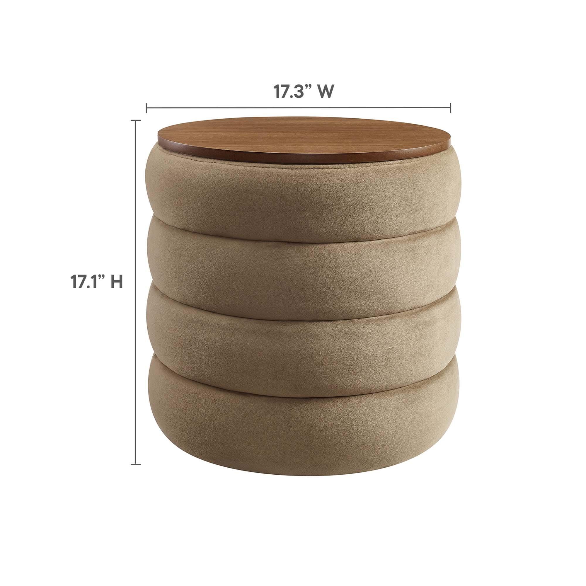 Modway Mezzo Velvet Ottoman with Storage, Taupe, large
