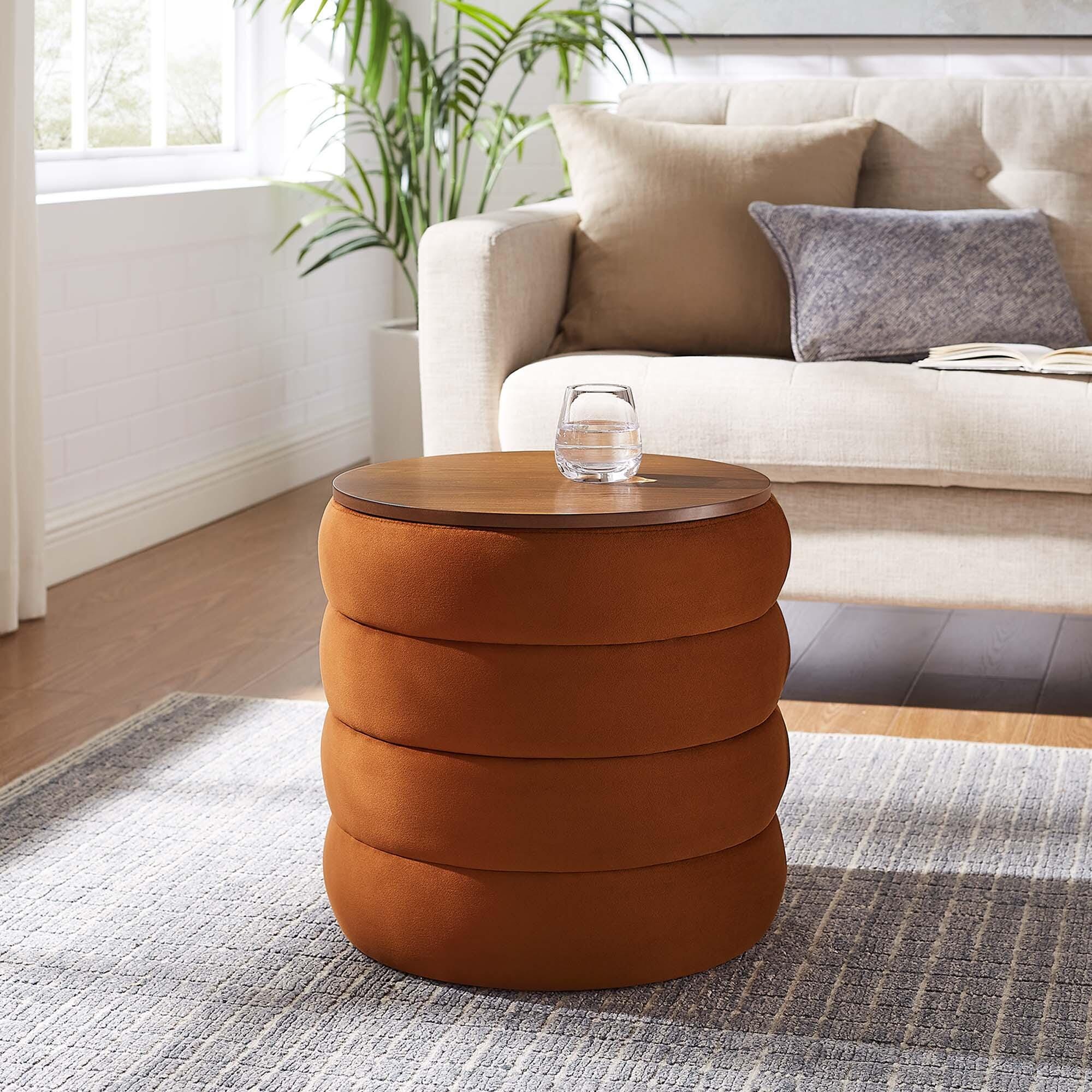Modway Mezzo Velvet Ottoman with Storage, Rust, large