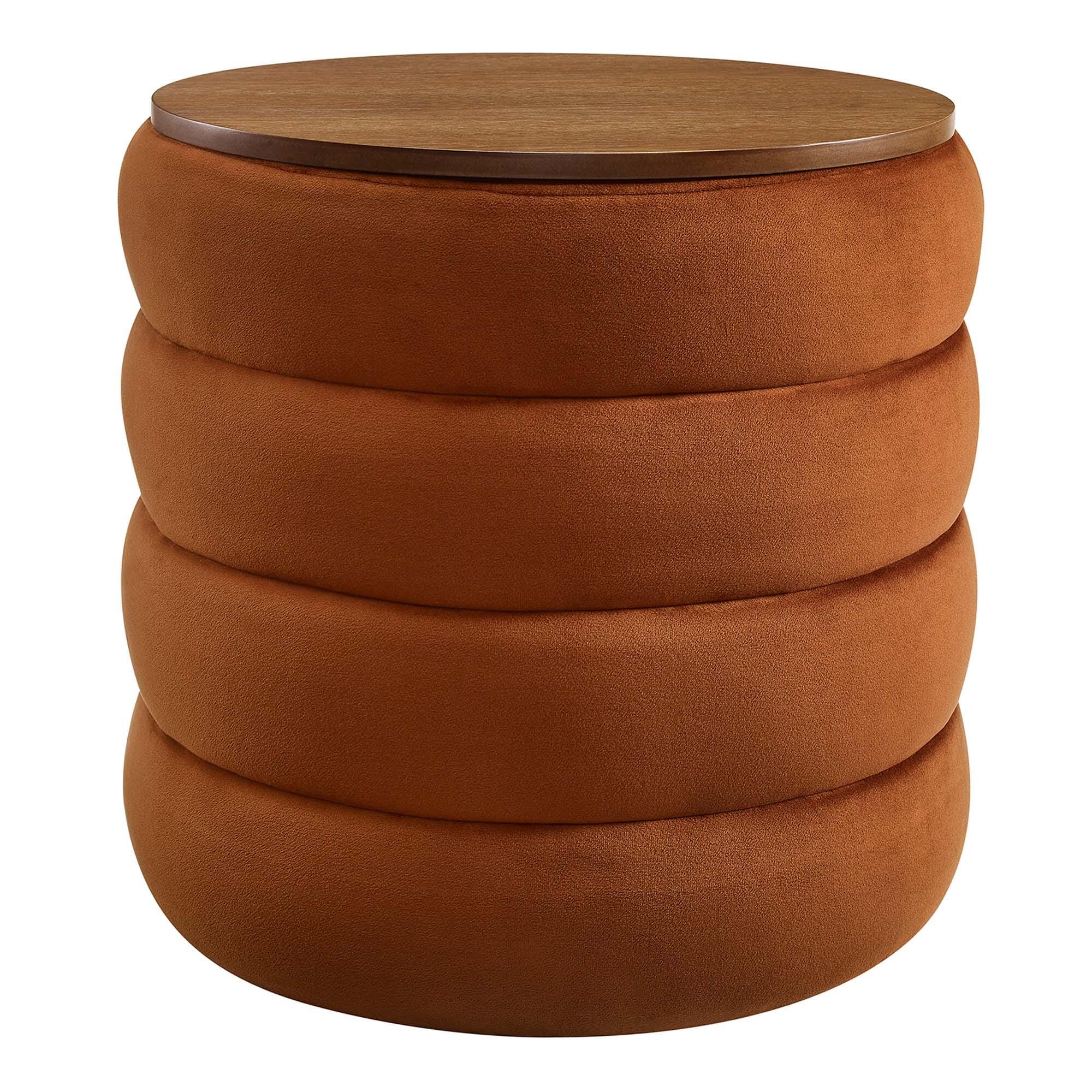 Modway Mezzo Velvet Ottoman with Storage, Rust, large