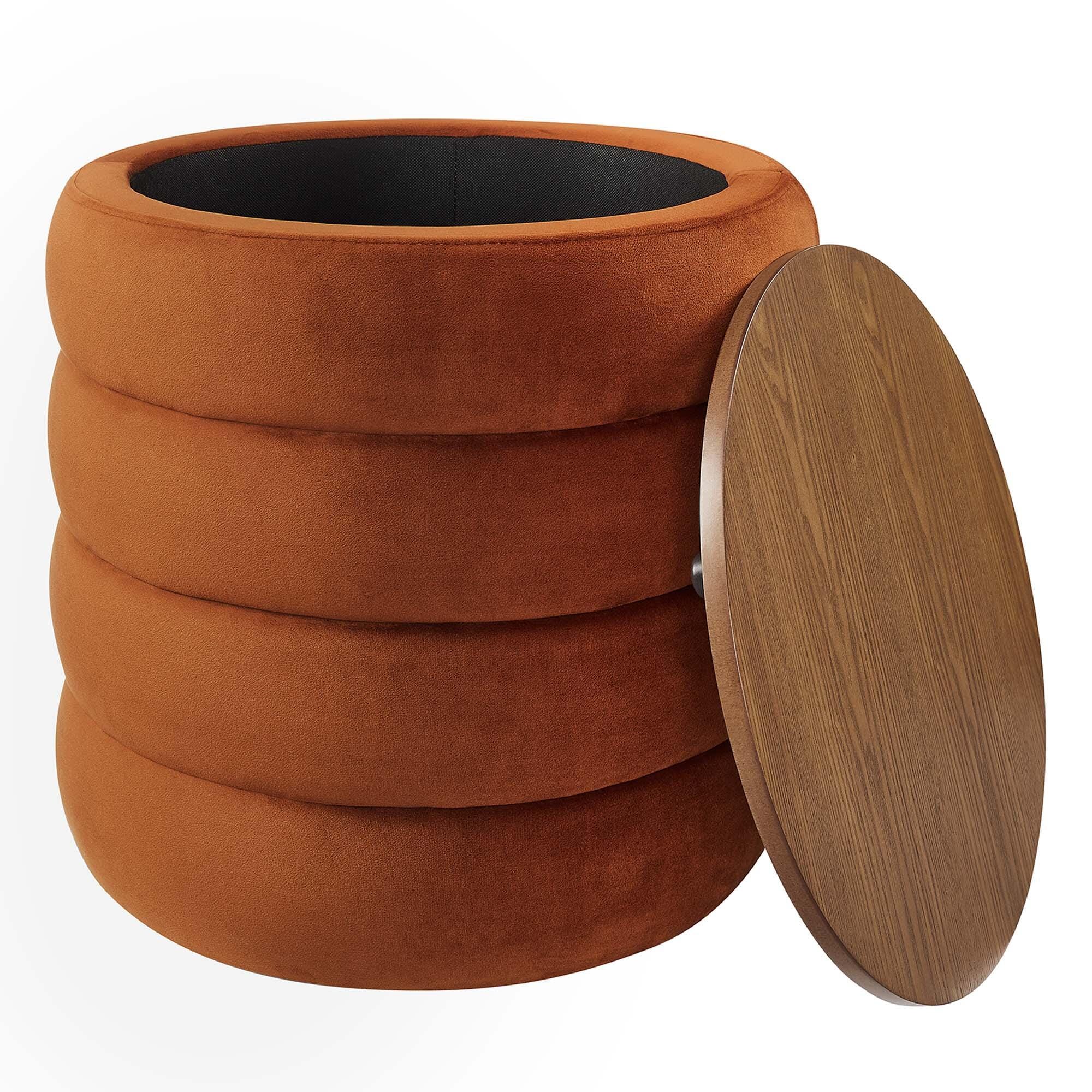 Modway Mezzo Velvet Ottoman with Storage, Rust, large
